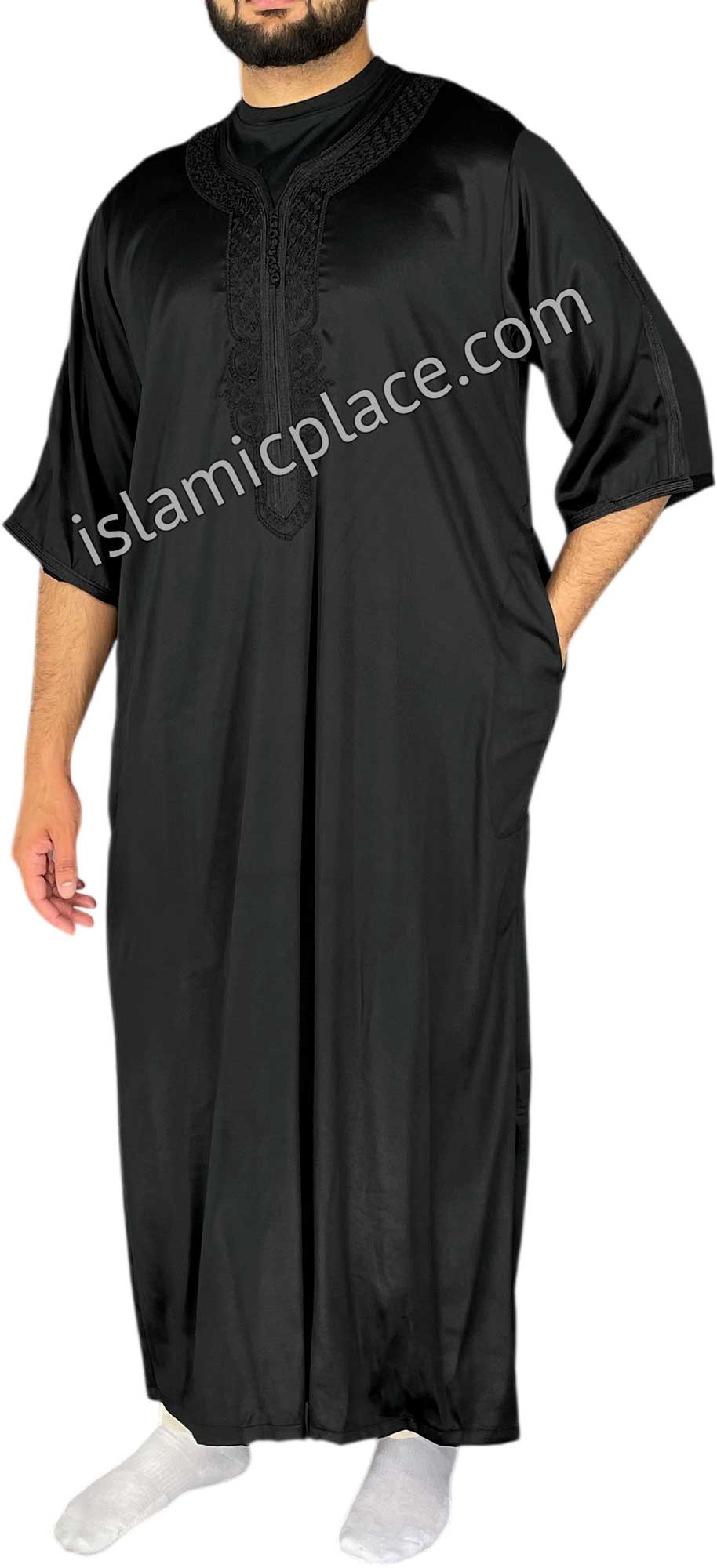 Black - Saad Style Short Sleeve Thob