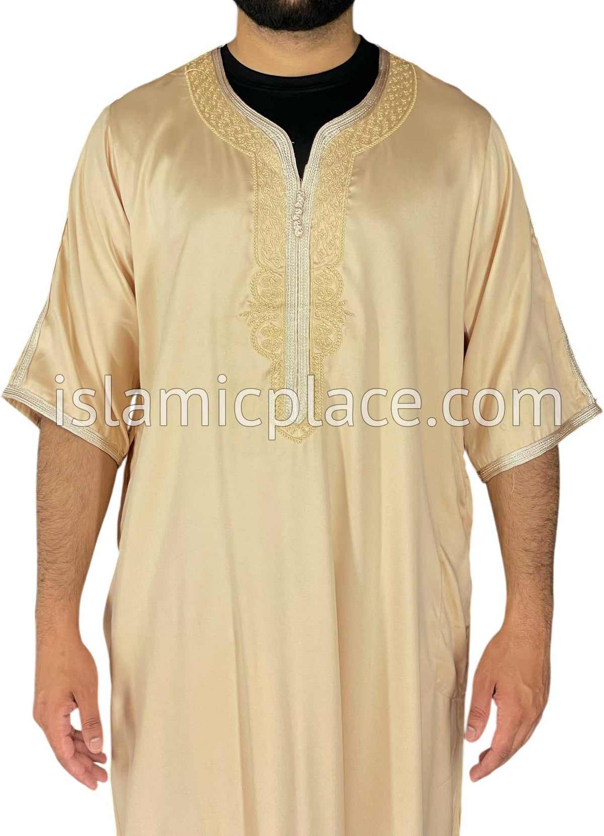 Cream - Saad Style Short Sleeve Thob