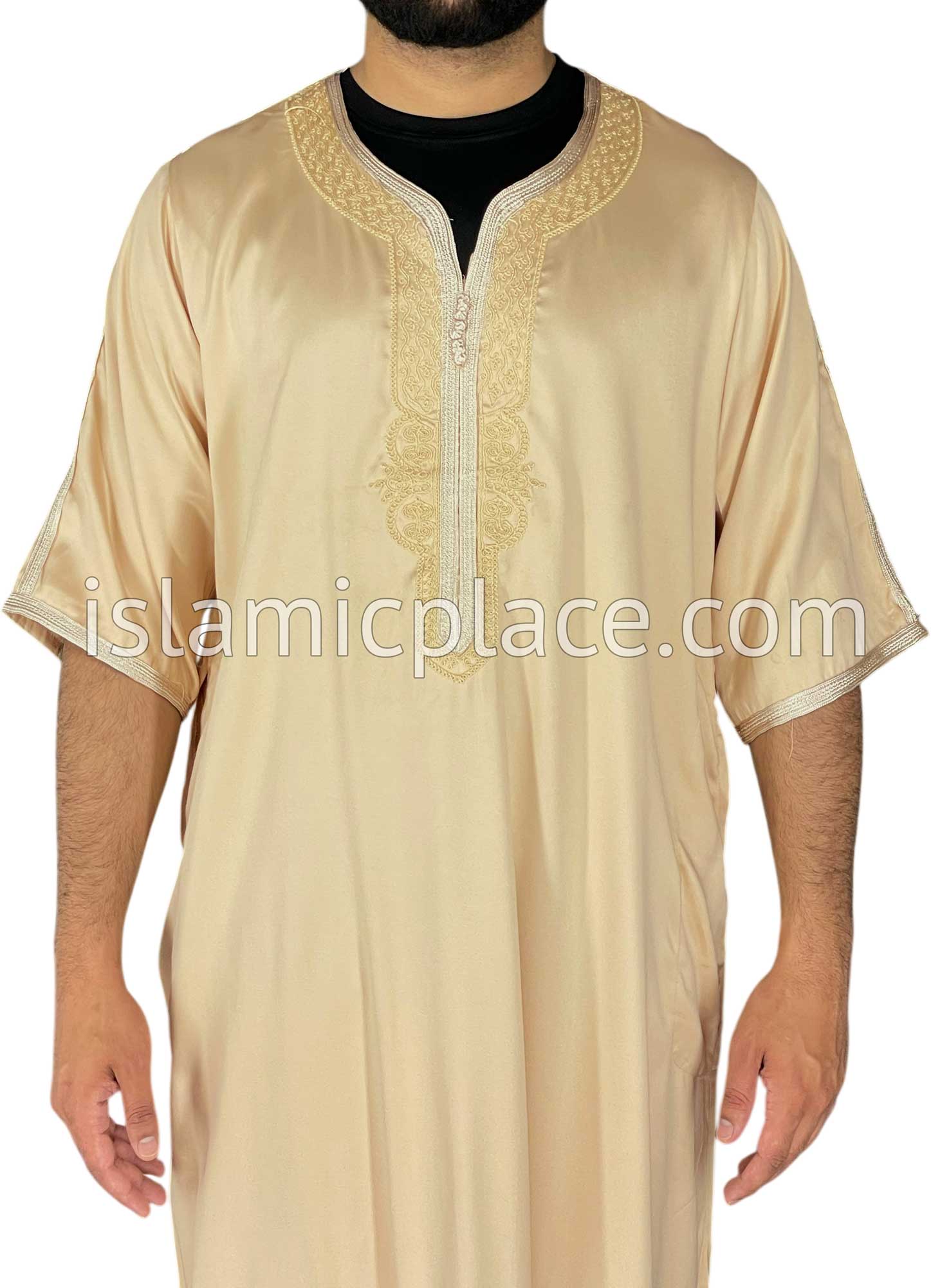 Cream - Saad Style Short Sleeve Thob