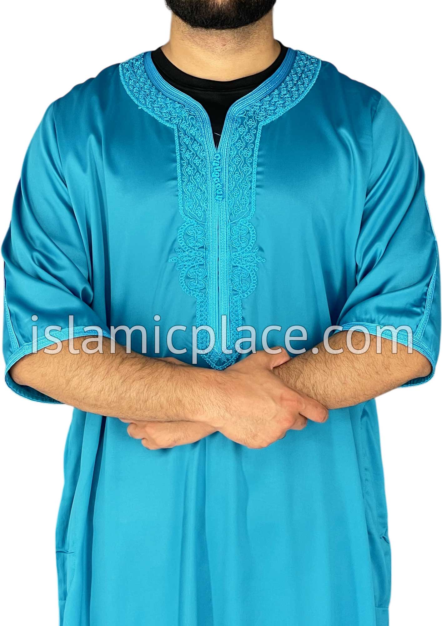 Teal Blue - Saad Style Short Sleeve Thob