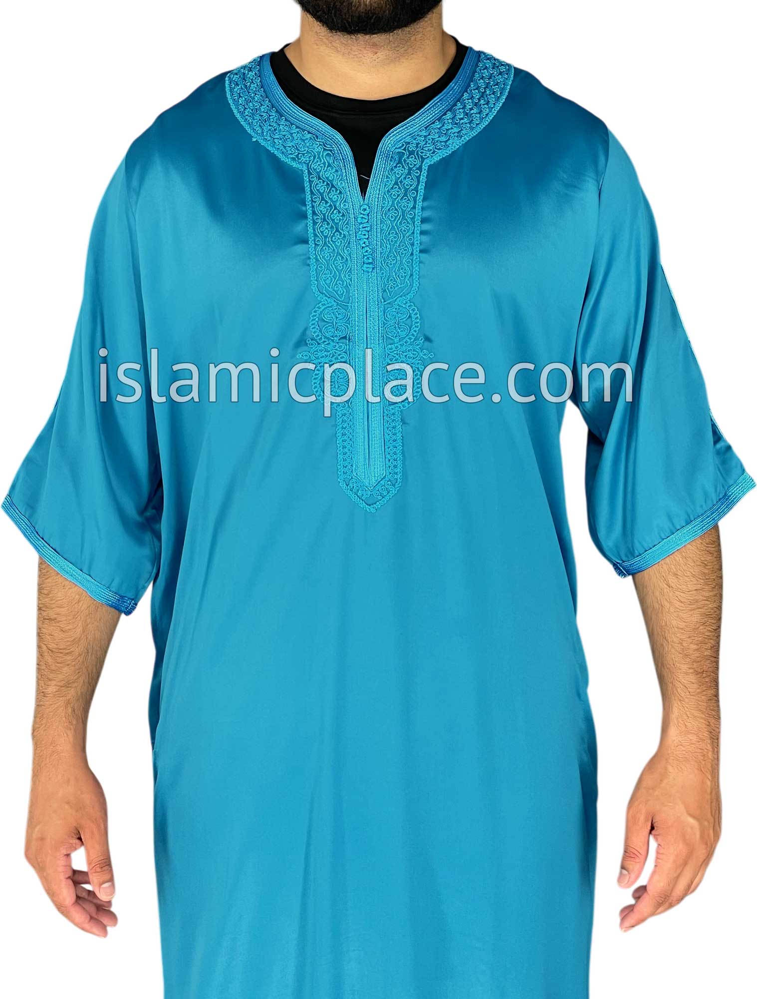 Teal Blue - Saad Style Short Sleeve Thob