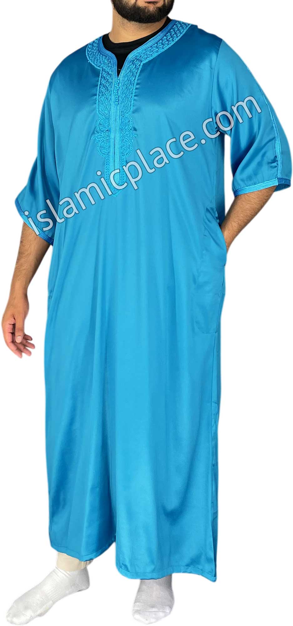 Teal Blue - Saad Style Short Sleeve Thob