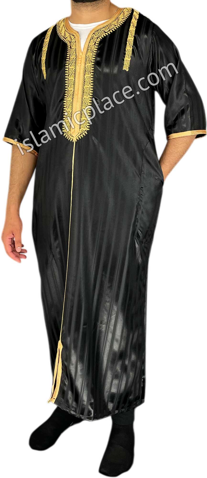 Black - Talha Style Short Sleeve Thob