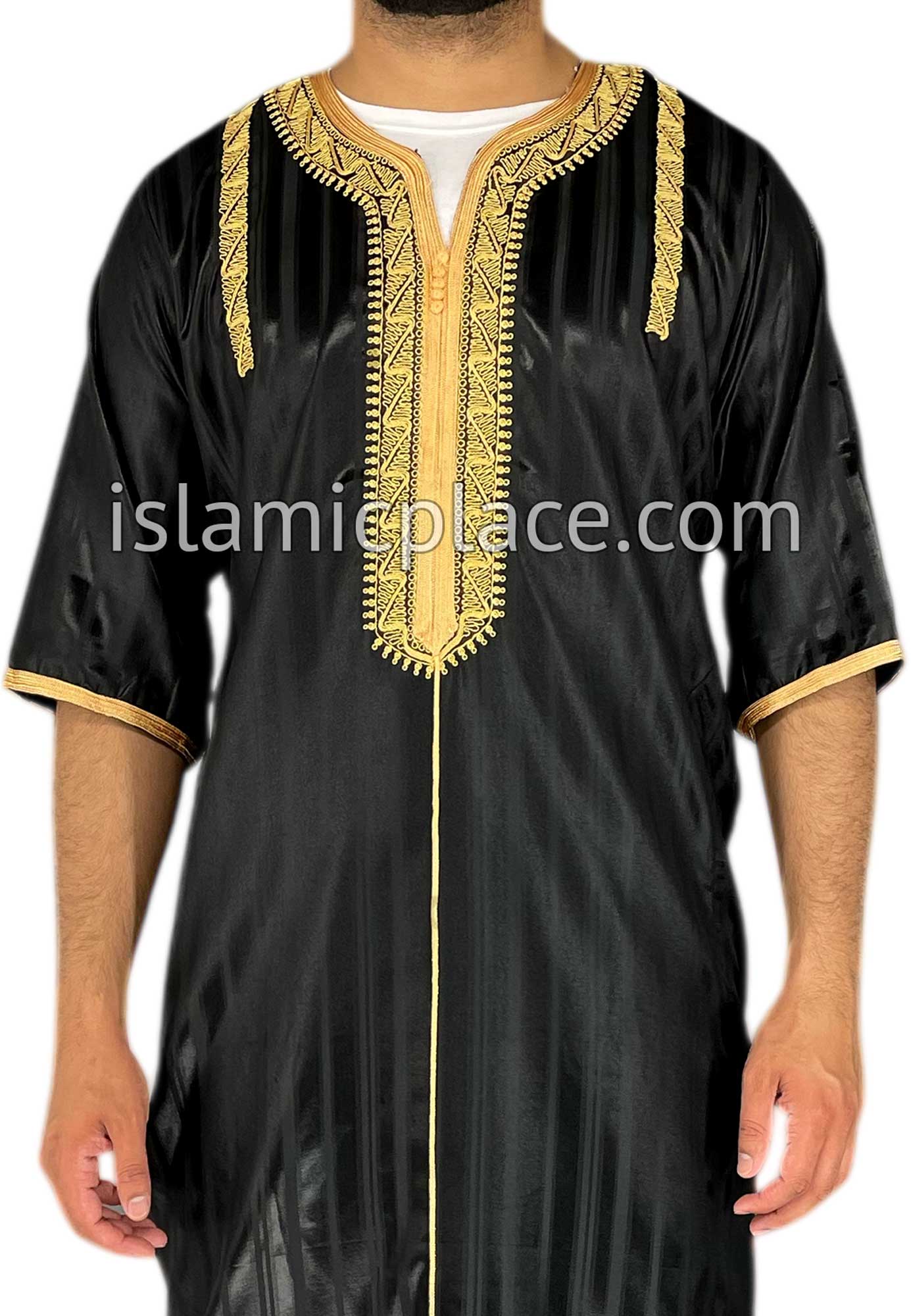 Black - Talha Style Short Sleeve Thob