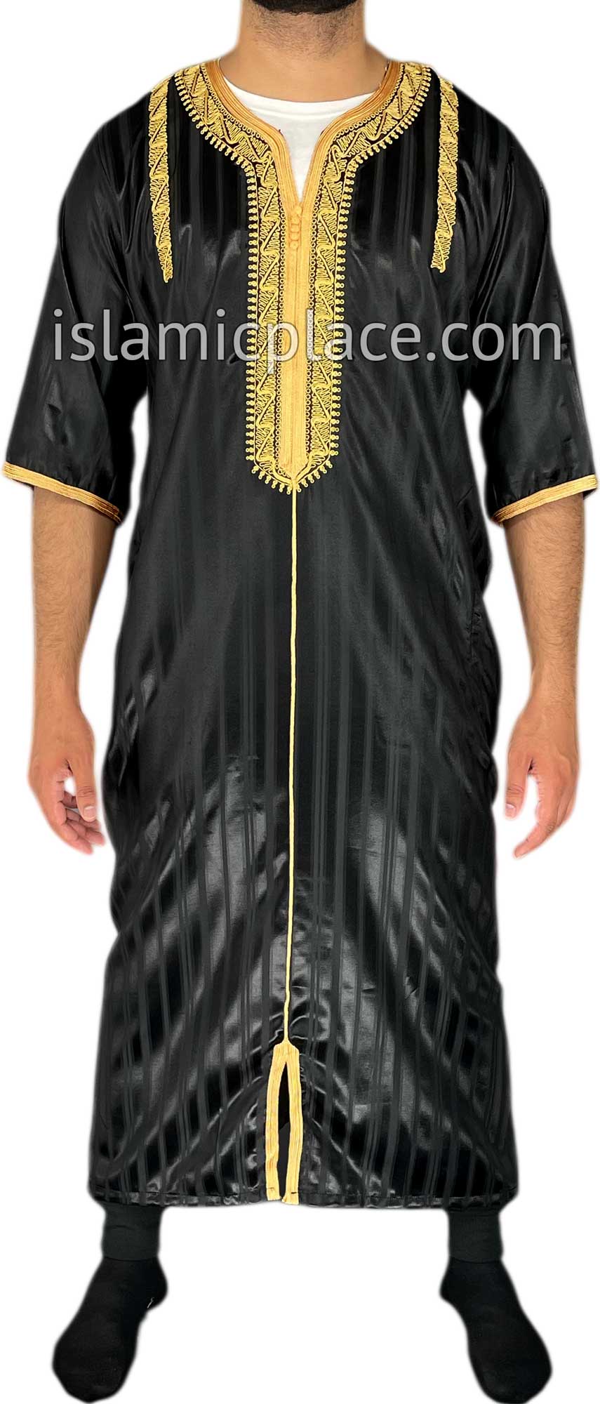 Black - Talha Style Short Sleeve Thob