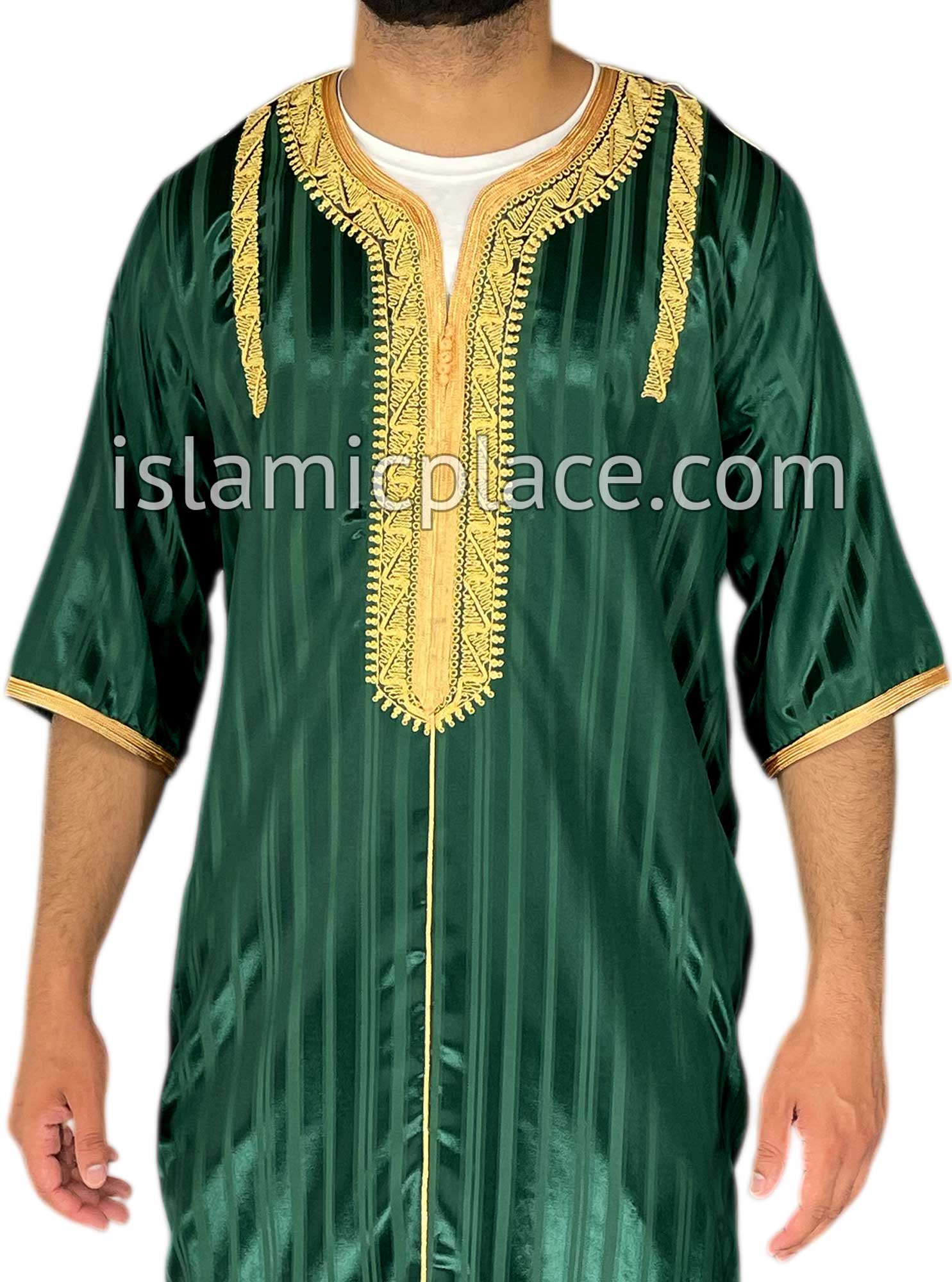 Green - Talha Style Short Sleeve Thob