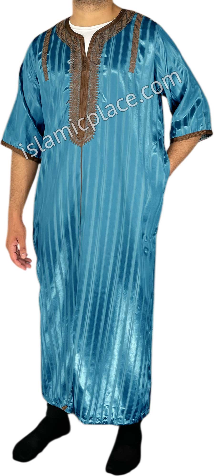 Teal Blue - Talha Style Short Sleeve Thob
