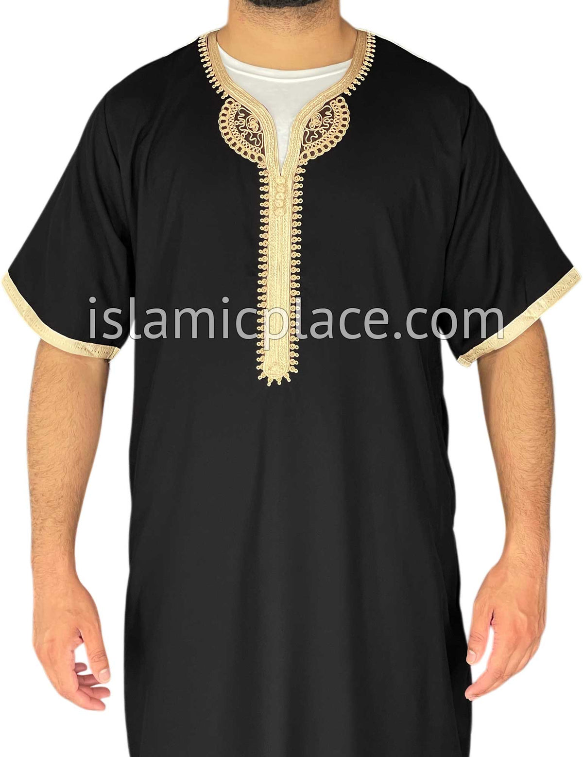 Black - Ubaid Style Short Sleeve Thob
