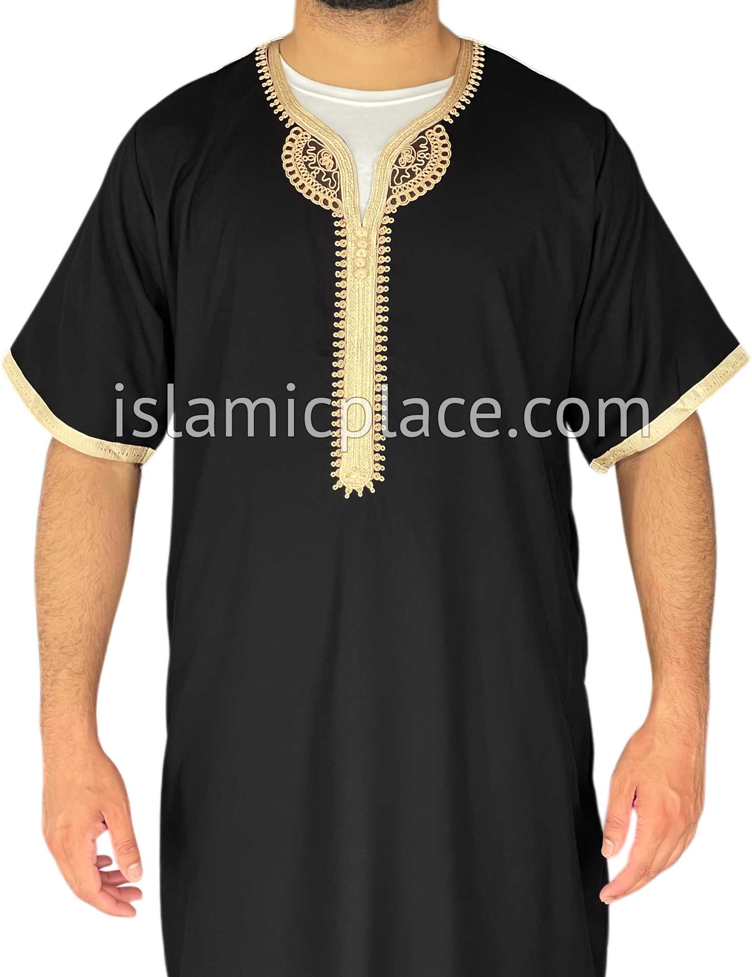 Black - Ubaid Style Short Sleeve Thob