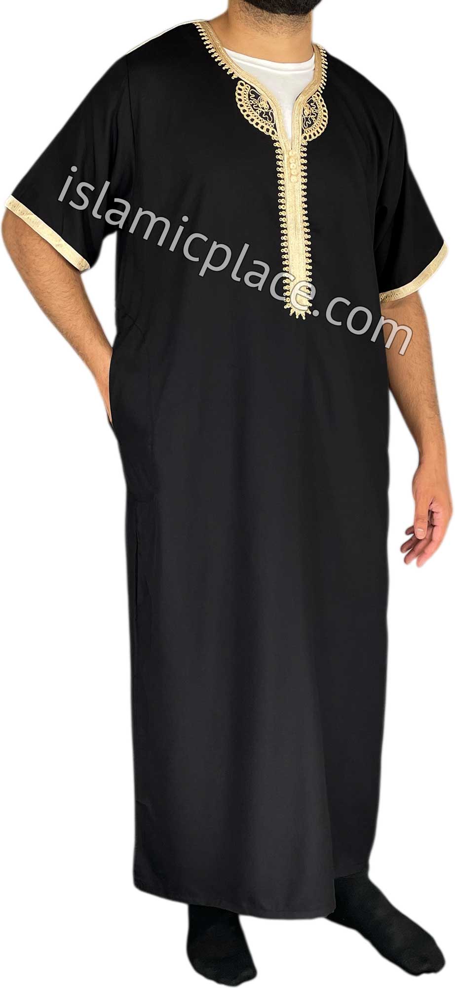 Black - Ubaid Style Short Sleeve Thob