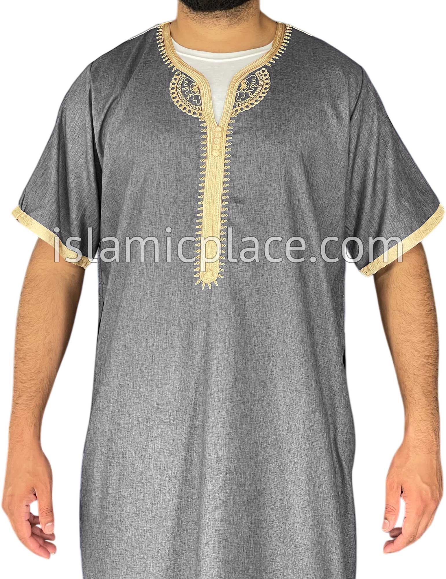 Heather Gray - Ubaid Style Short Sleeve Thob