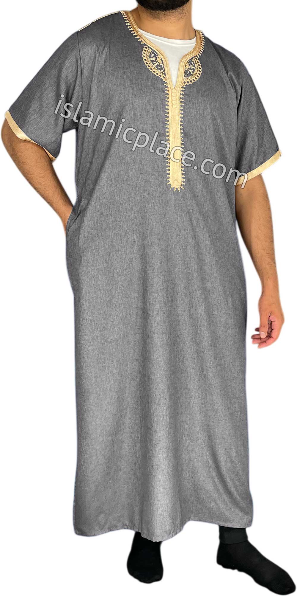 Heather Gray - Ubaid Style Short Sleeve Thob