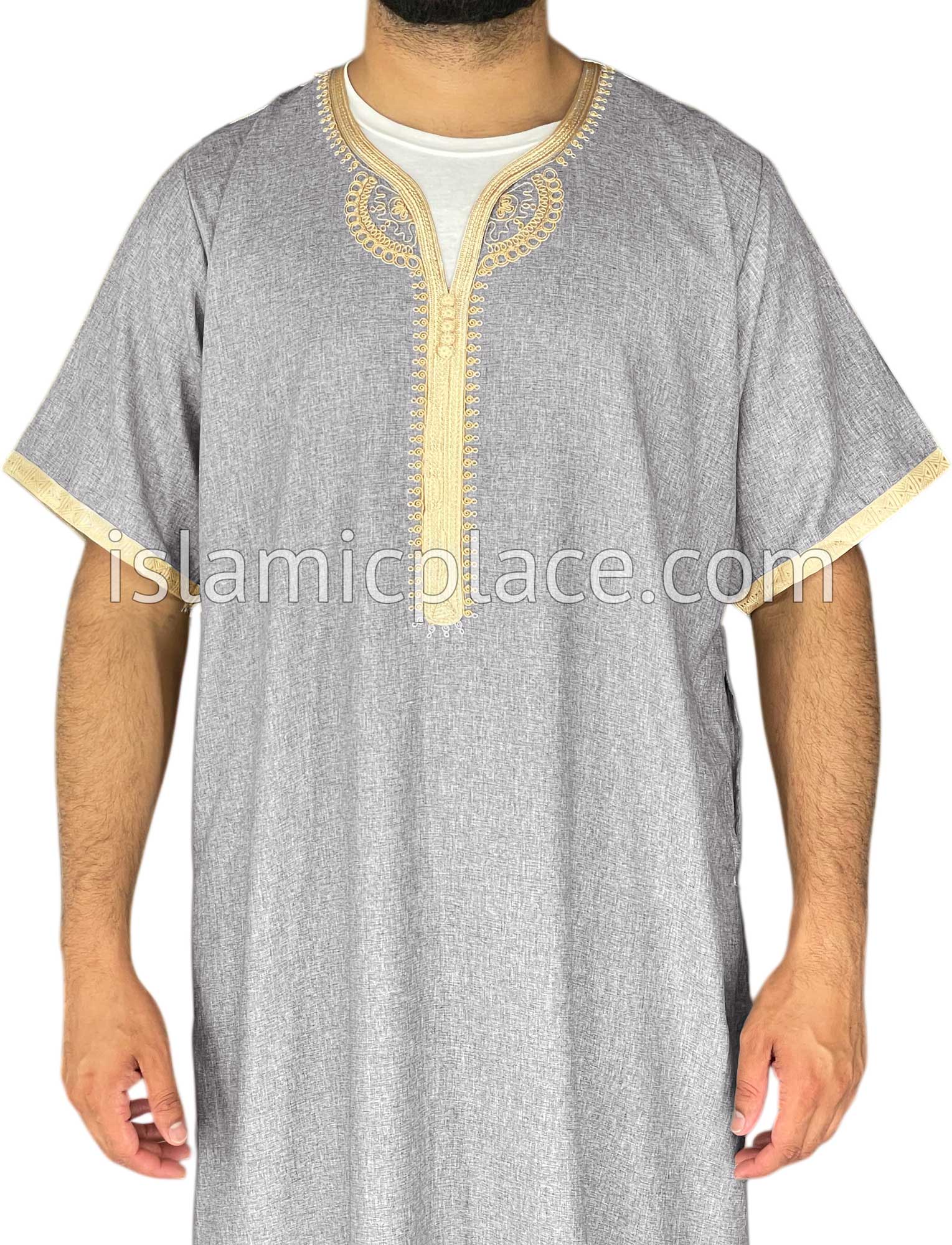 Light Gray - Ubaid Style Short Sleeve Thob