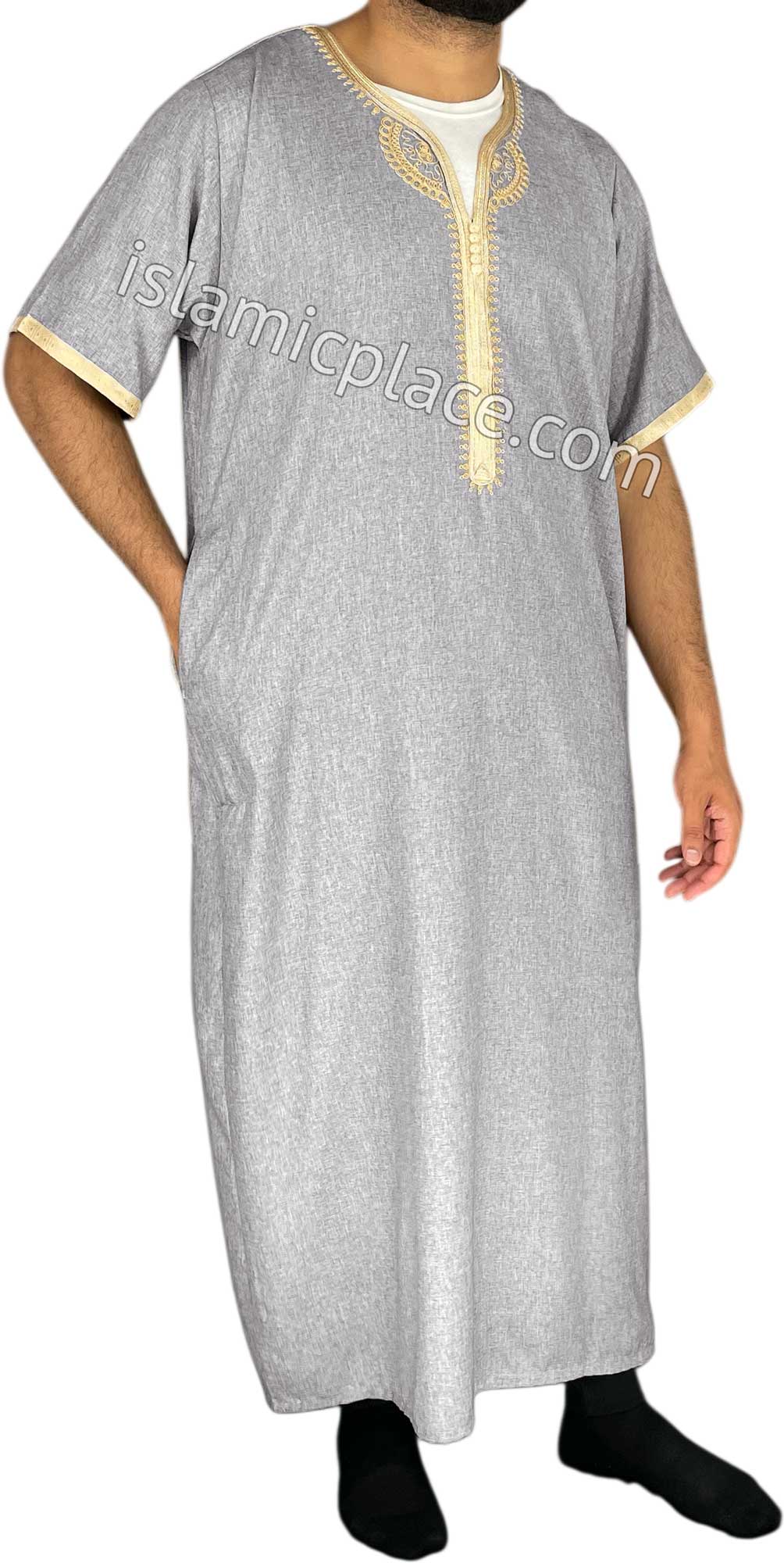 Light Gray - Ubaid Style Short Sleeve Thob