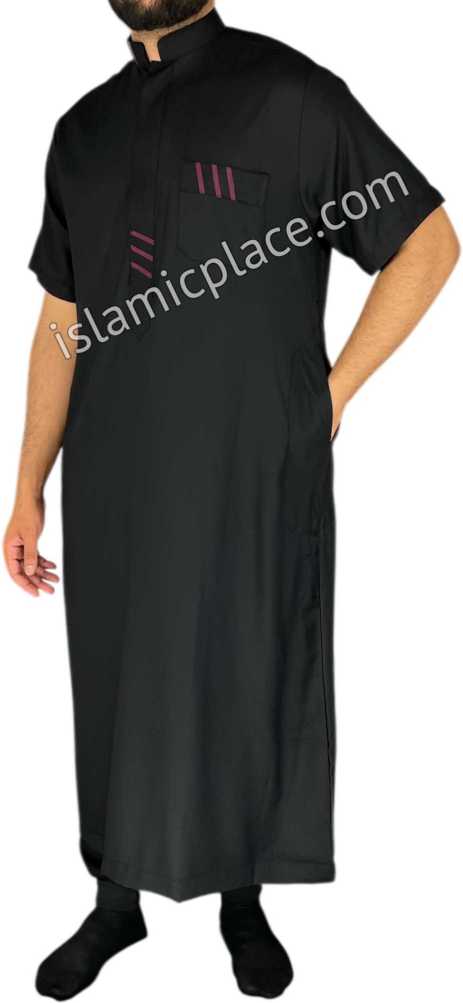 Black - Wahid Style Short Sleeve Thob