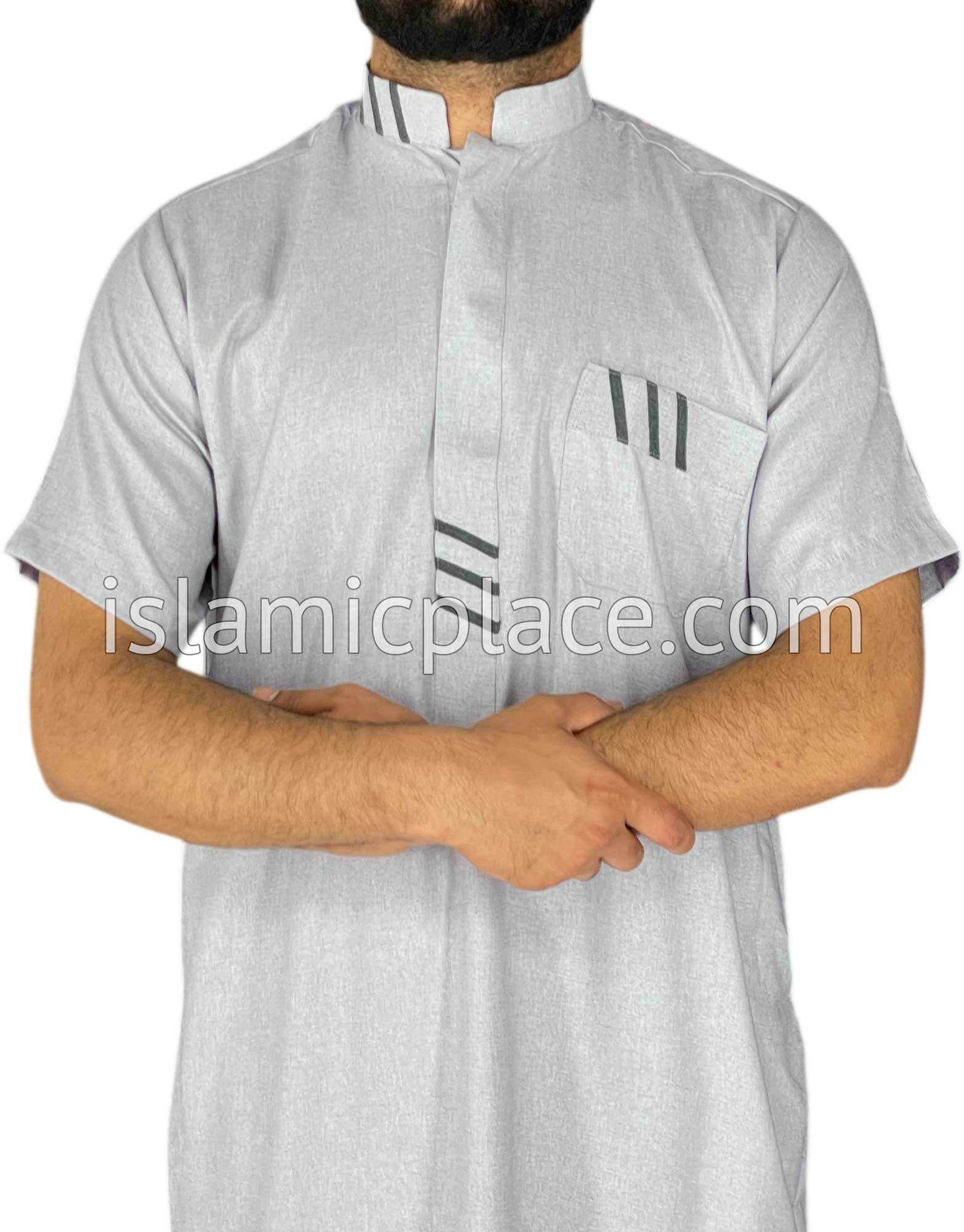Light Heather Gray - Wahid Style Short Sleeve Thob