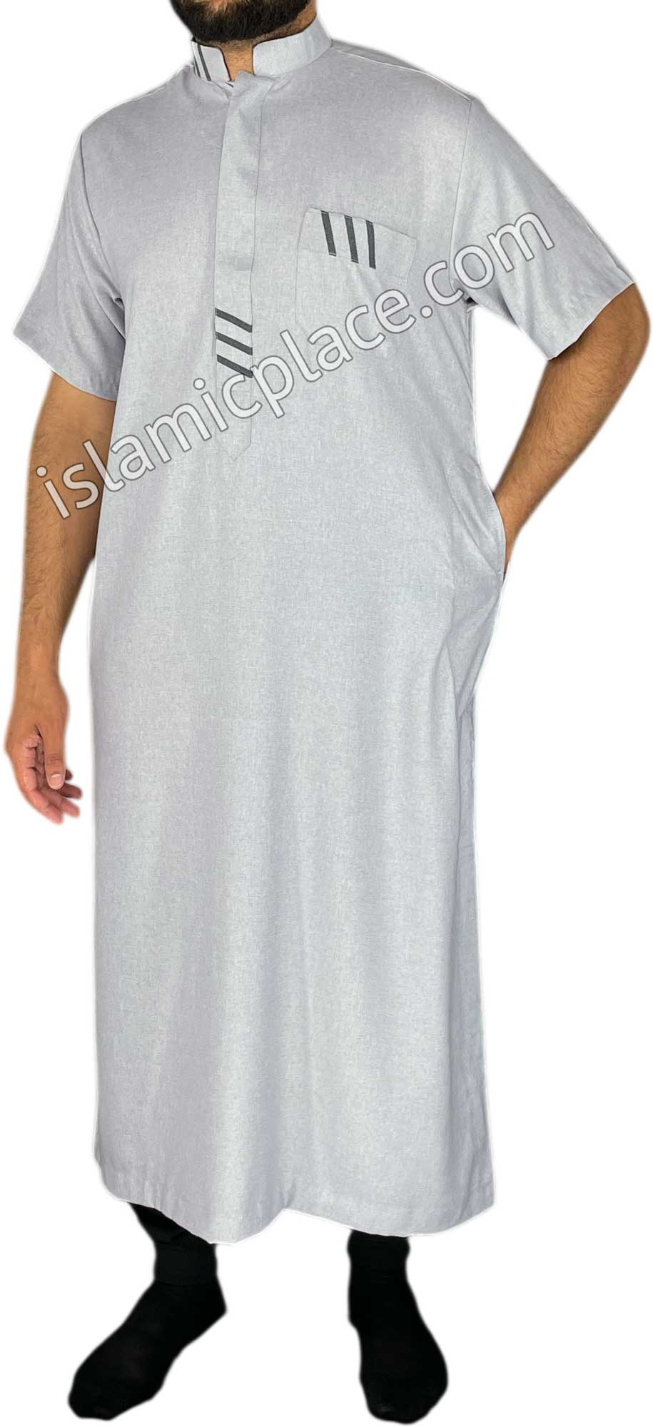 Light Heather Gray - Wahid Style Short Sleeve Thob