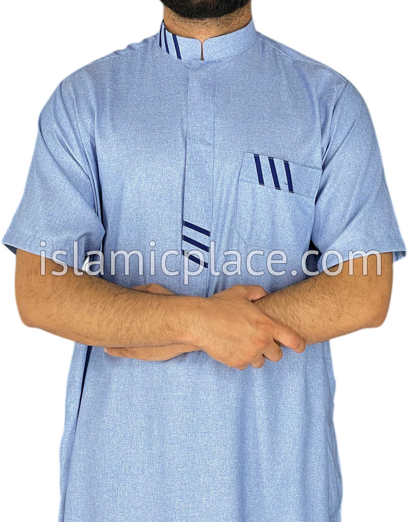 Sky Blue - Wahid Style Short Sleeve Thob