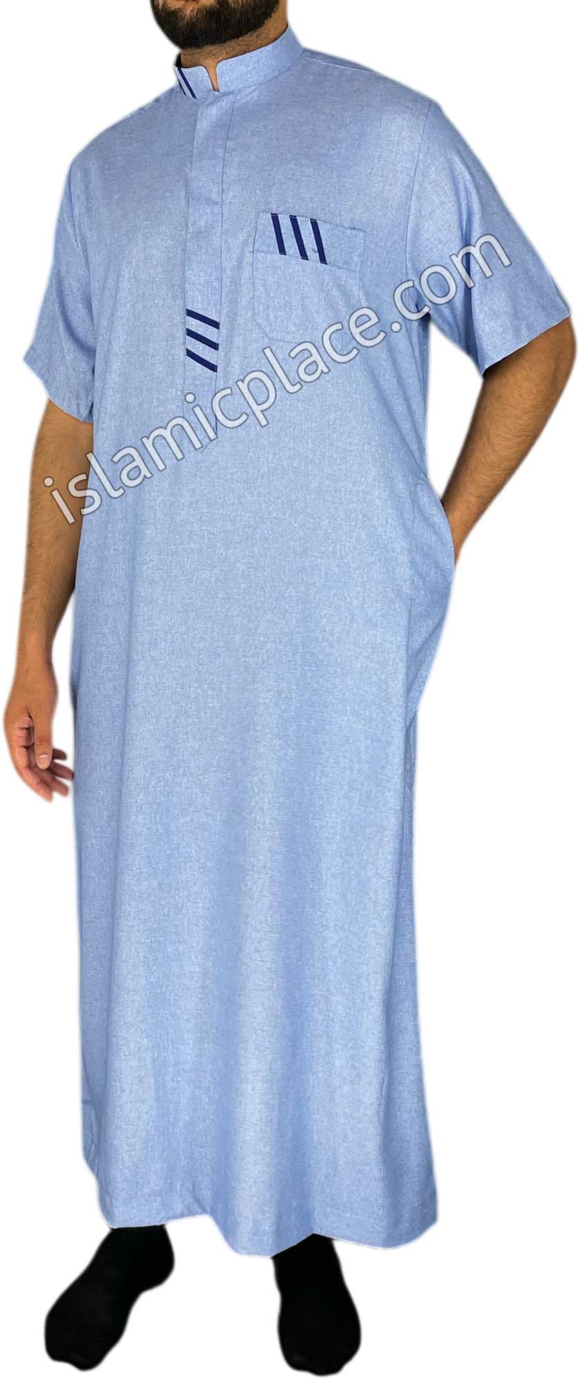 Sky Blue - Wahid Style Short Sleeve Thob