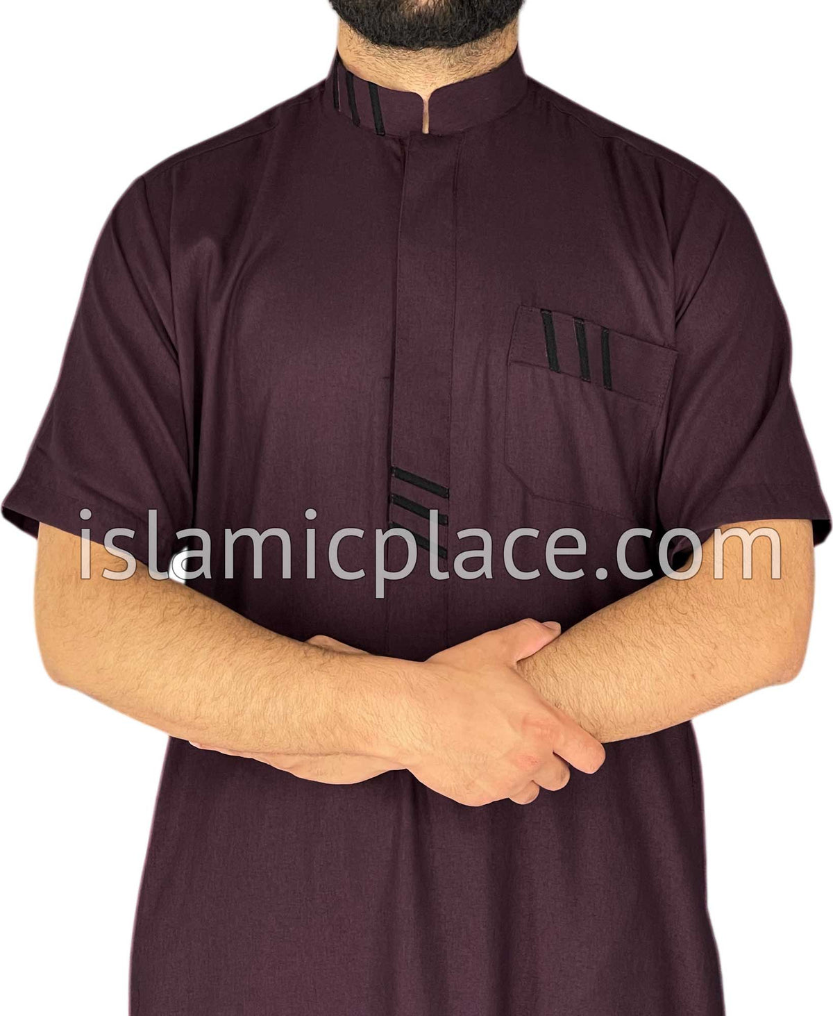 Burgundy - Wahid Style Short Sleeve Thob
