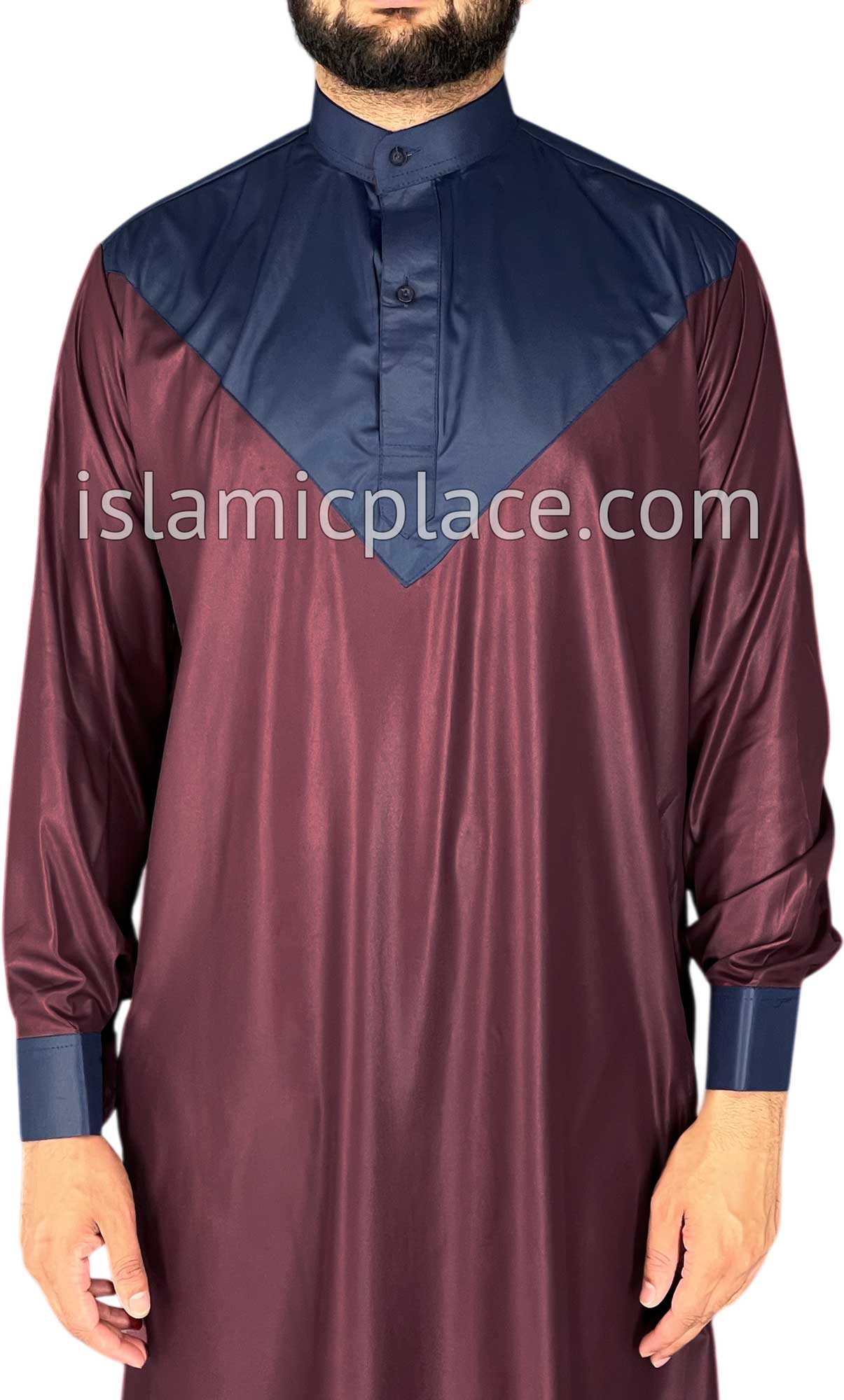 Burgundy with Navy Blue - Luqman Style Thob