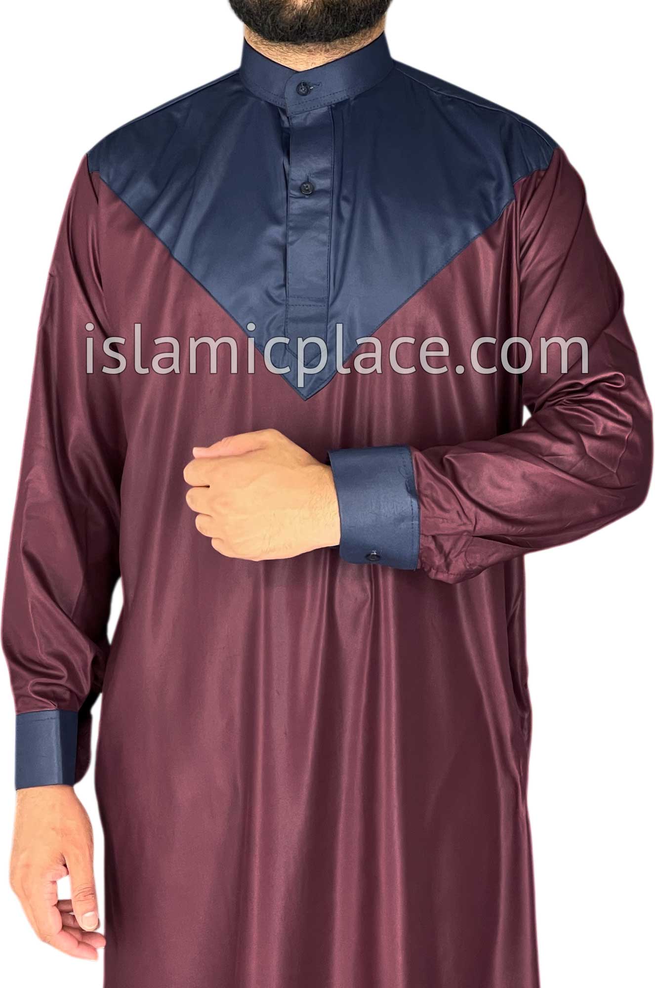 Burgundy with Navy Blue - Luqman Style Thob