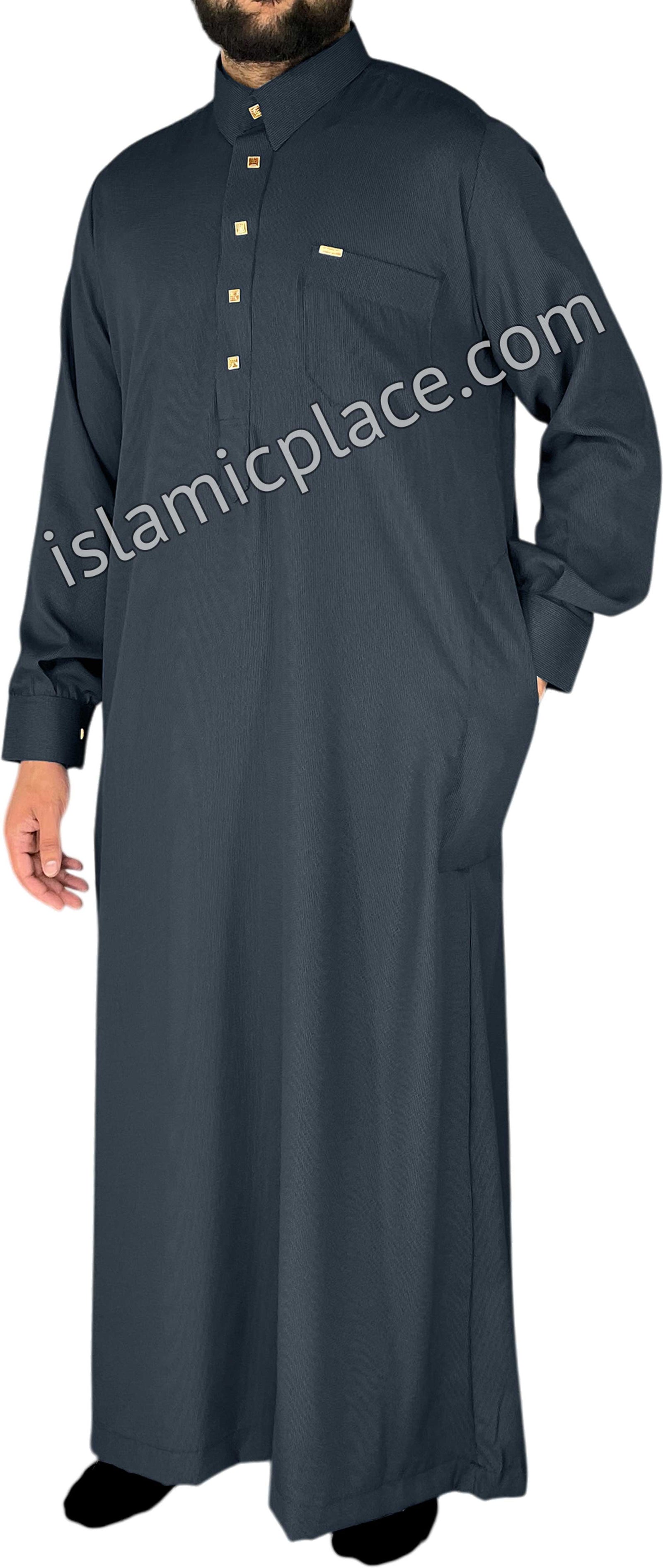 Navy Blue - Mujahid Style Professional Pinstripe Thob