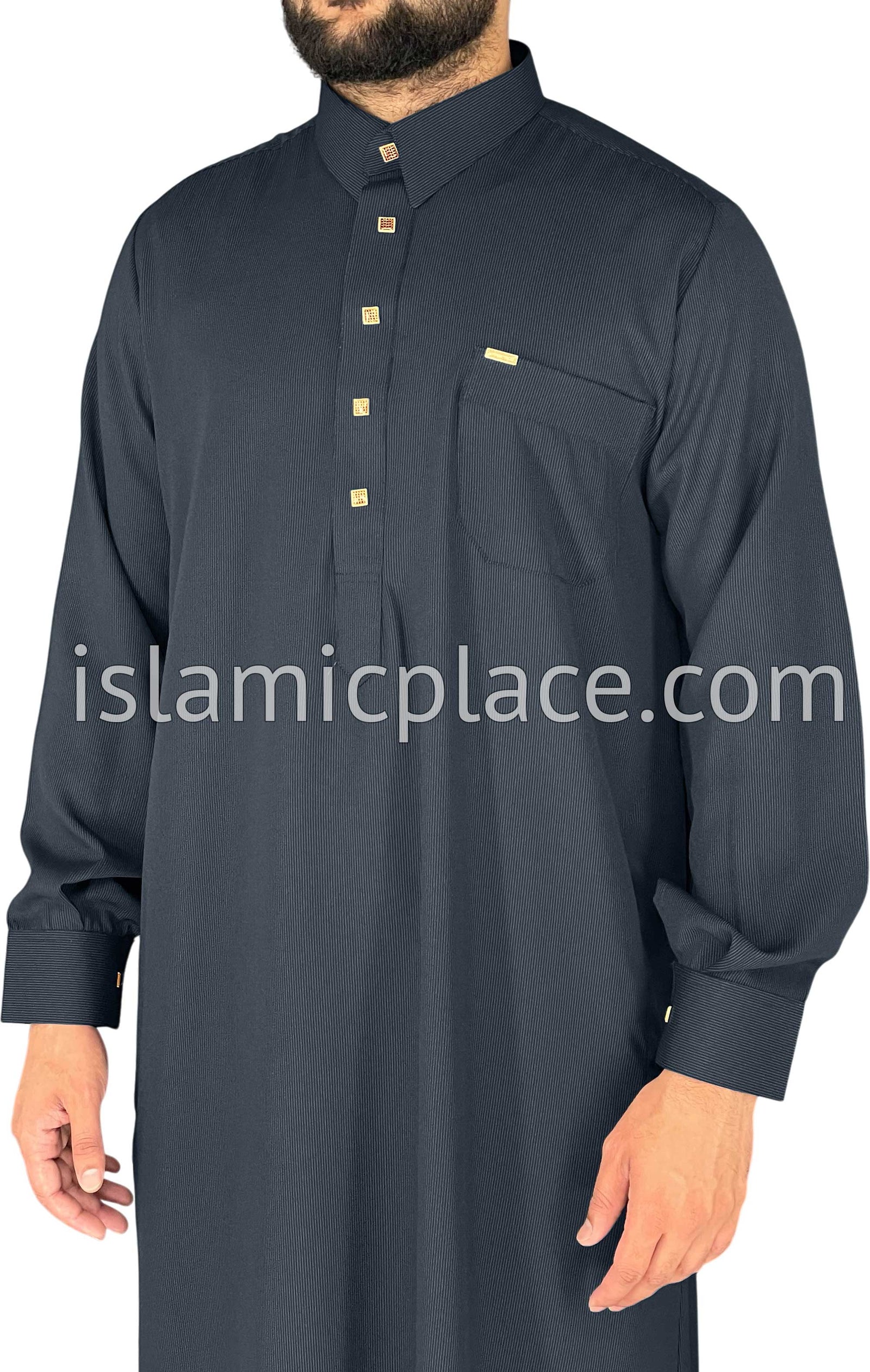 Navy Blue - Mujahid Style Professional Pinstripe Thob