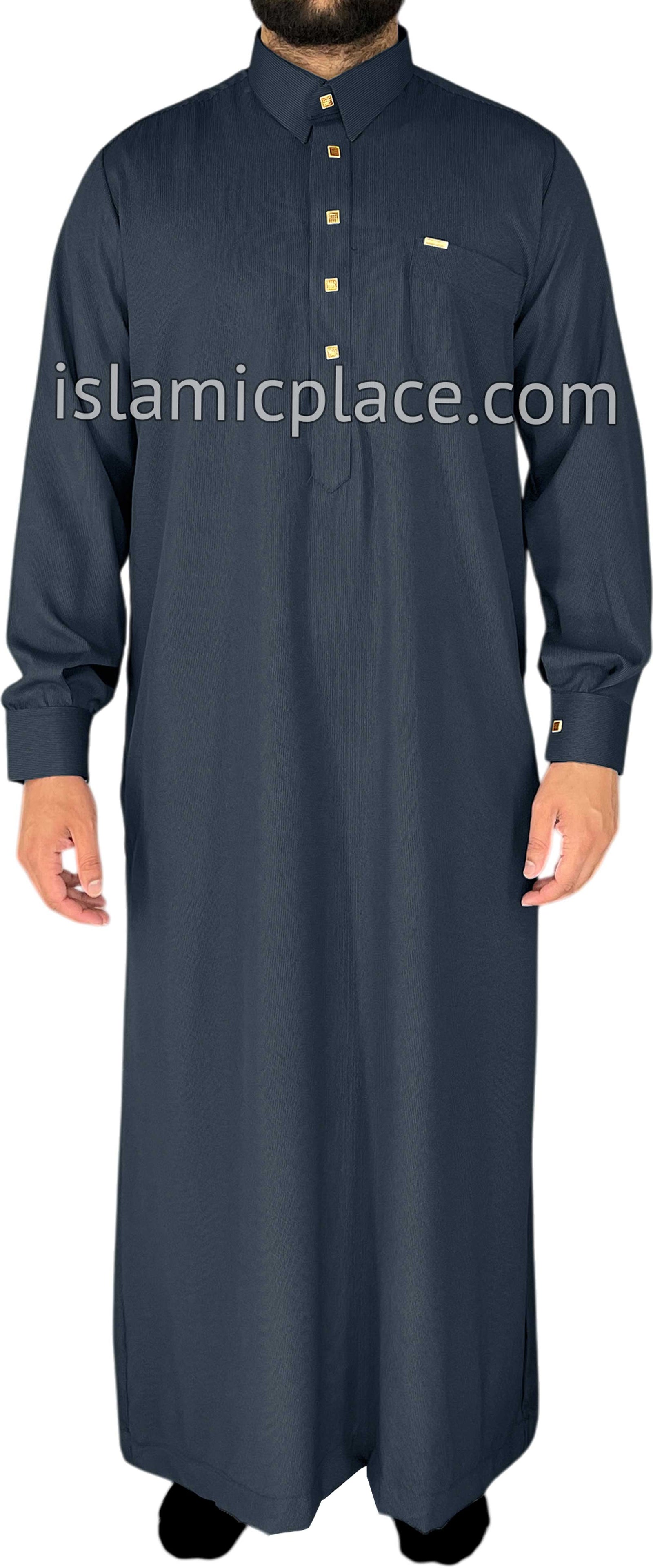 Navy Blue - Mujahid Style Professional Pinstripe Thob