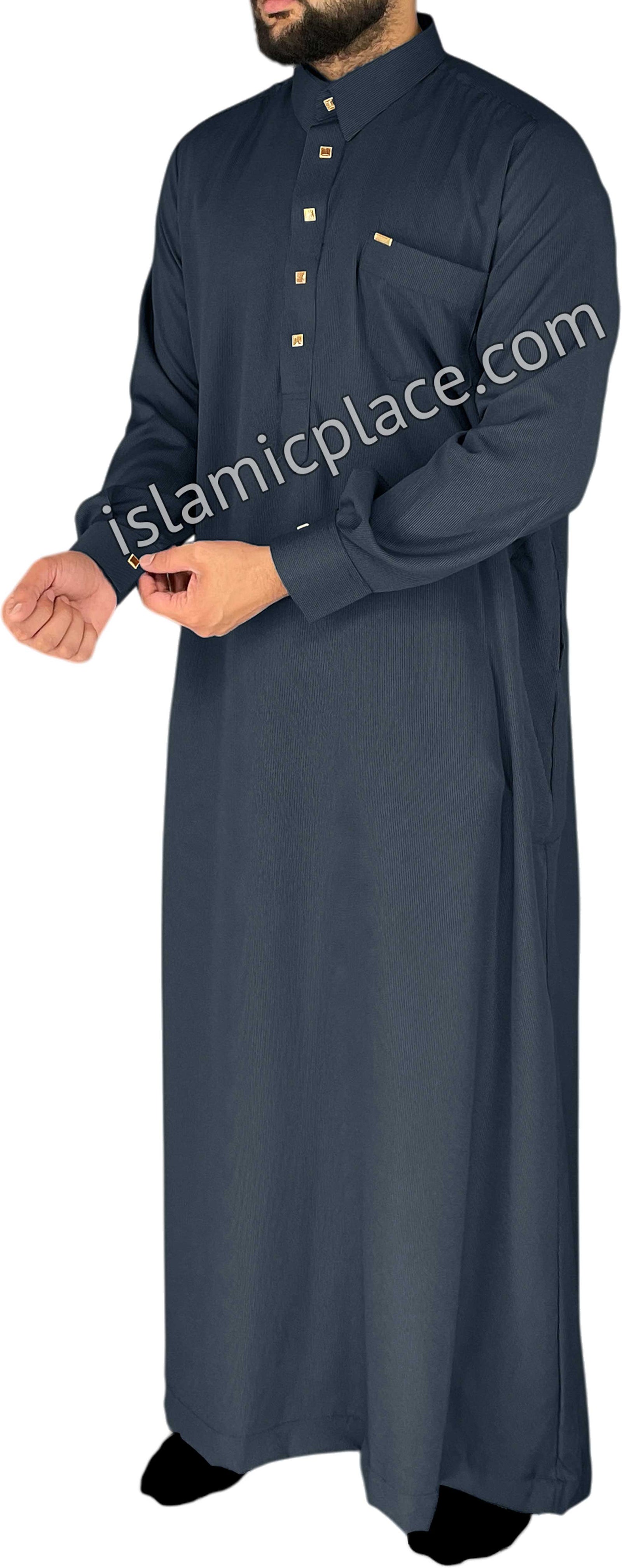 Navy Blue - Mujahid Style Professional Pinstripe Thob