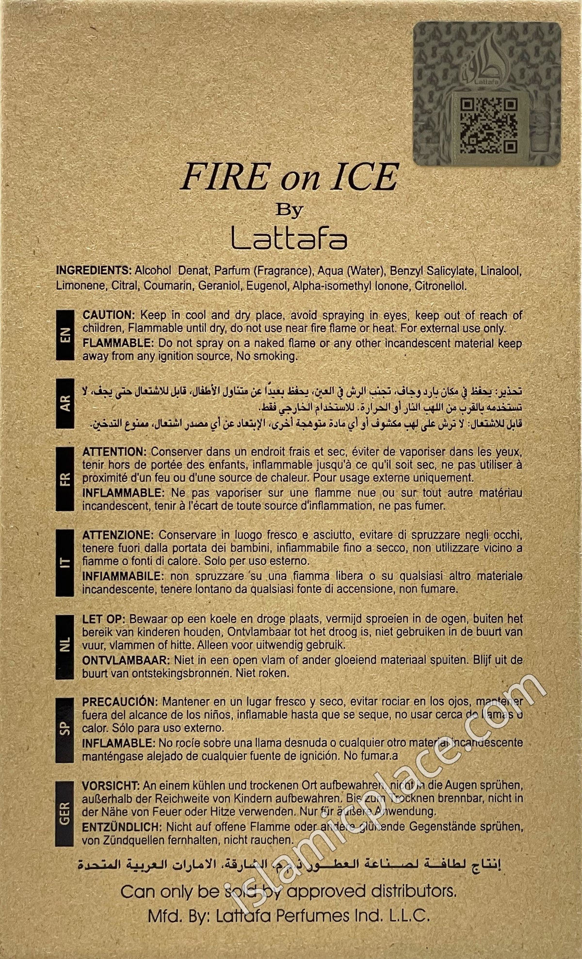 Fire on Ice - Perfume by Lattafa 110ml