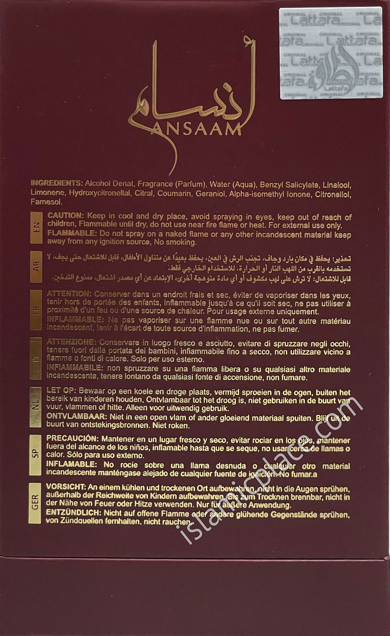 Ansaam Gold - Perfume by Lattafa 100ml