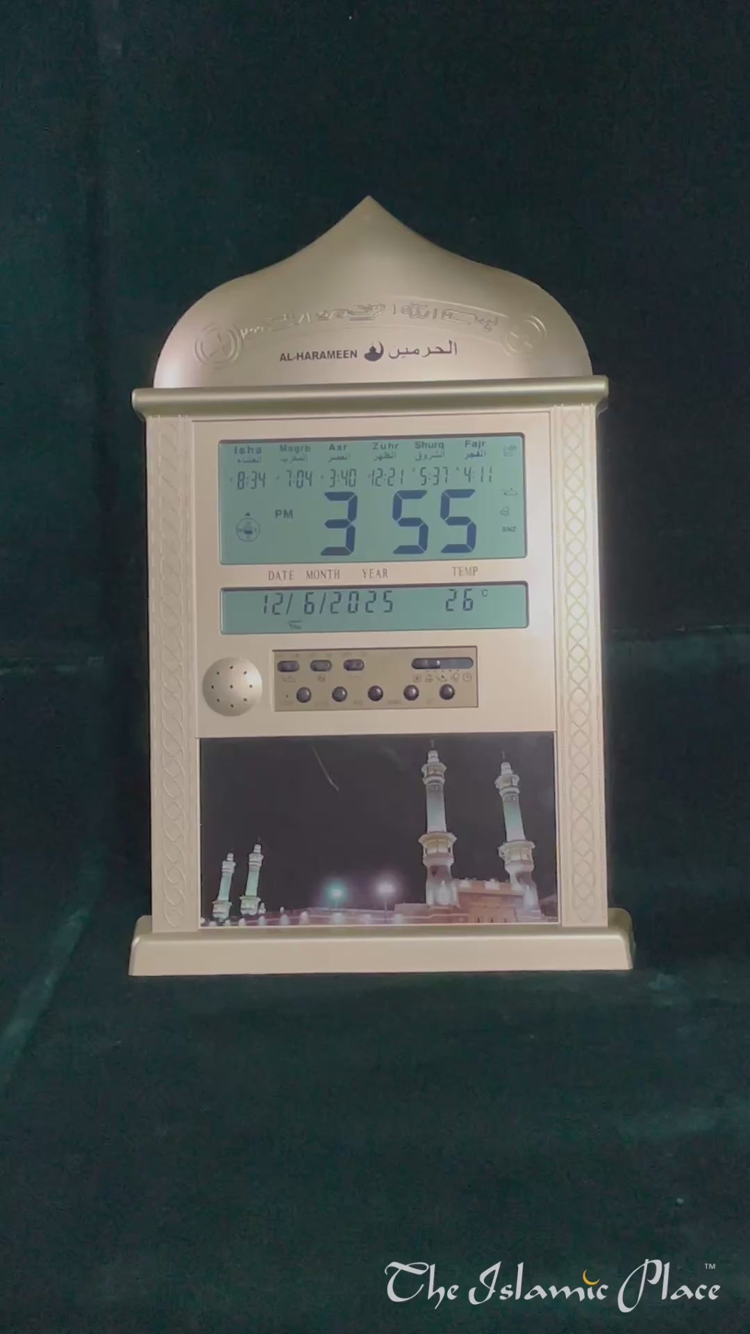 Gold - Large Azan Clock with Kaba Design