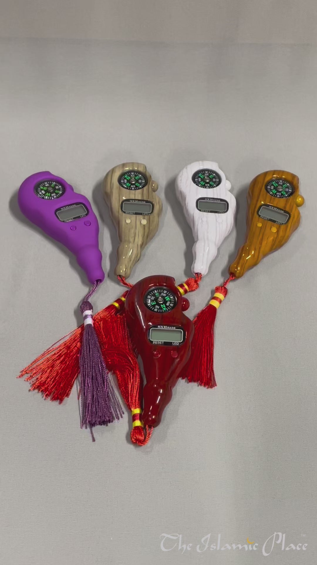 Red Wood Grain - Electronic Tasbih with Compass