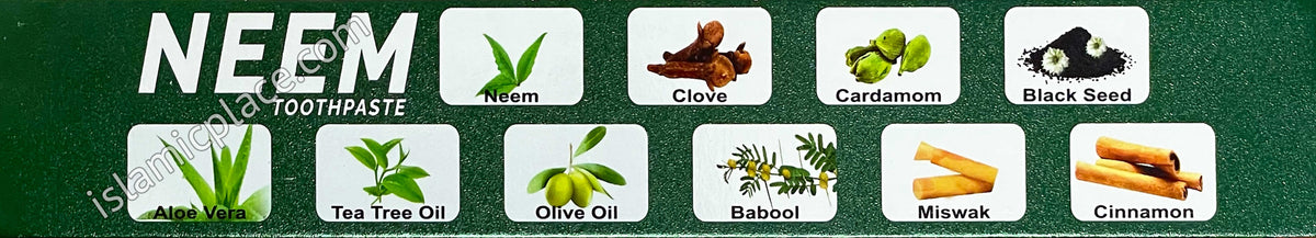 Neem Toothpaste - 10 in 1 (Neem, Clove, Cardamom, Black Seed, Aloe Vera, Tea Tree Oil, Olive Oil, Babool, Miswak, Cinnamon) 6.5 oz - Ninon