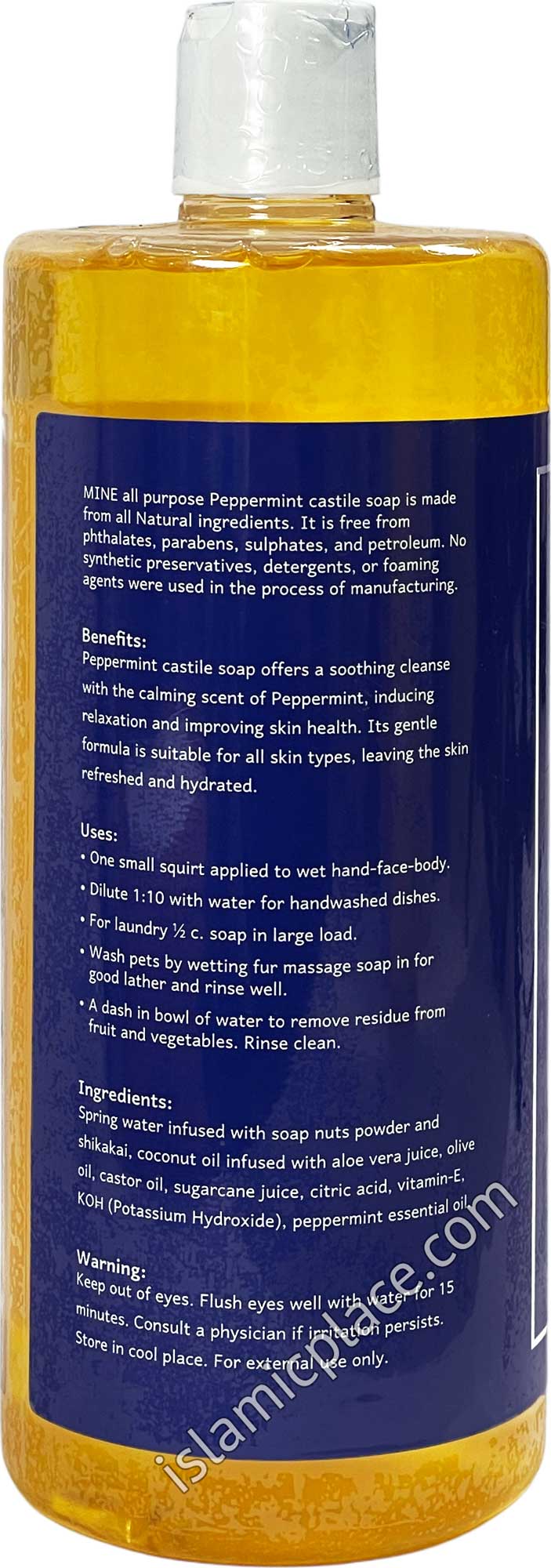 Peppermint - Pure Liquid Castile Soap - 32 oz by Mine Botanicals