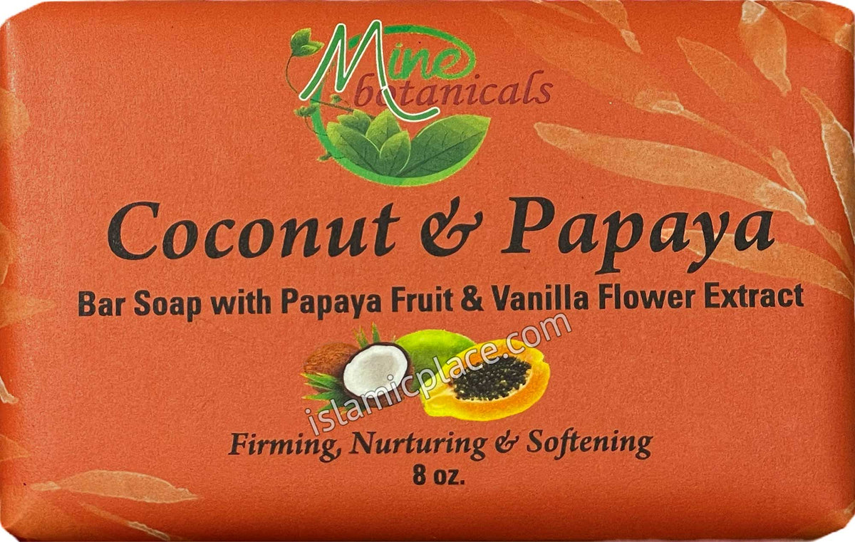 Coconut &amp; Papaya Bar Soap with Papaya Fruit &amp; Vanilla Flower Extract - 8 oz bar by Mine Botanicals