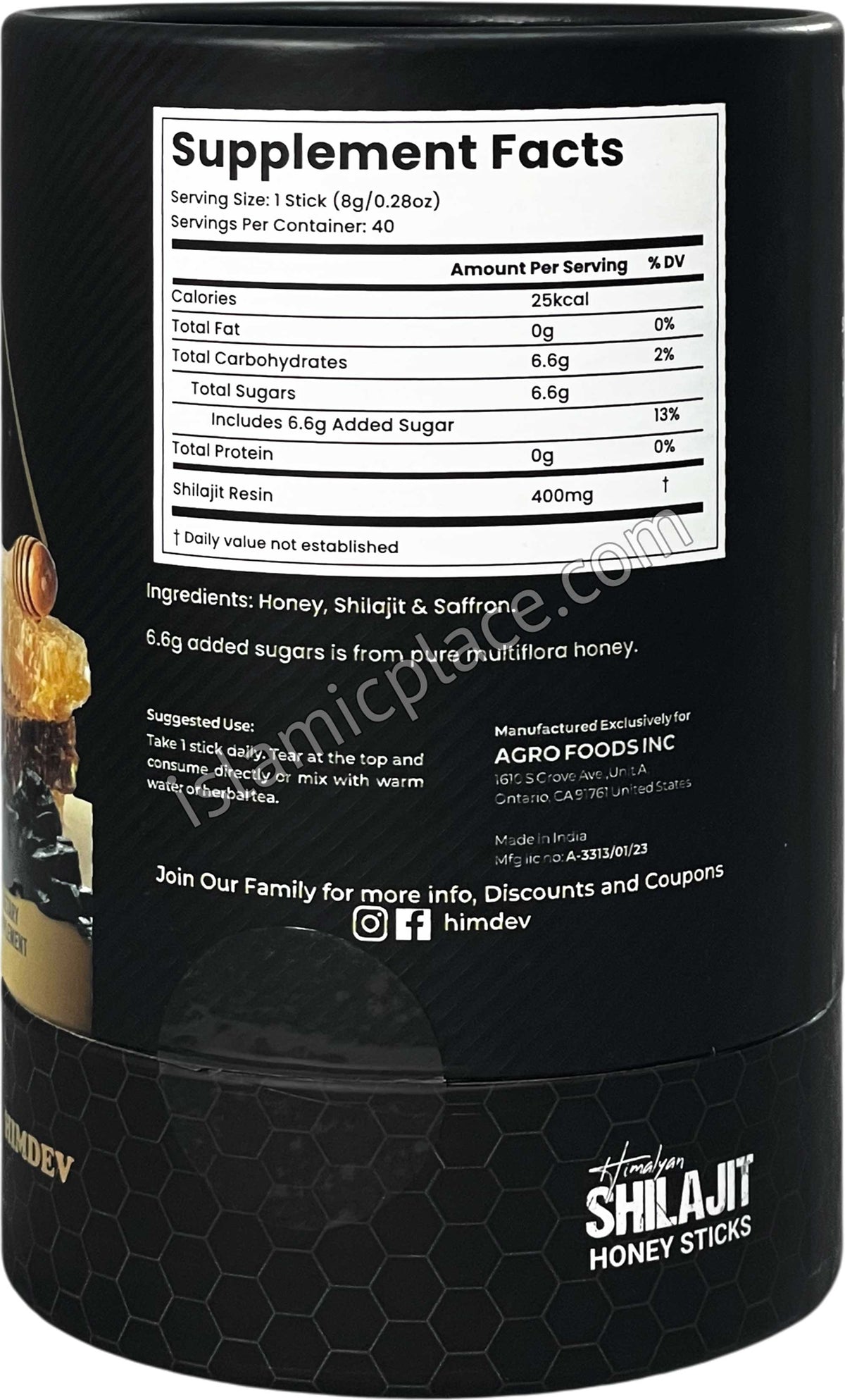 Himalayan Shilajit Honey Sticks with 75%+ Fulvic Acid - 40 Sticks