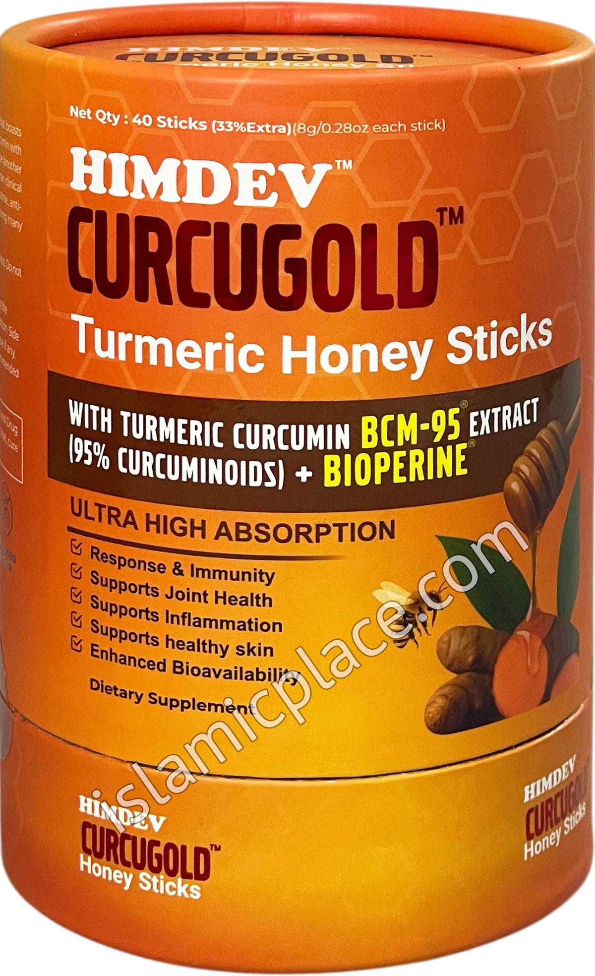 Curcugold Turmeric Honey Sticks with Termeric Curcumin BCM-95 Extract + Bioperine - 40 Sticks