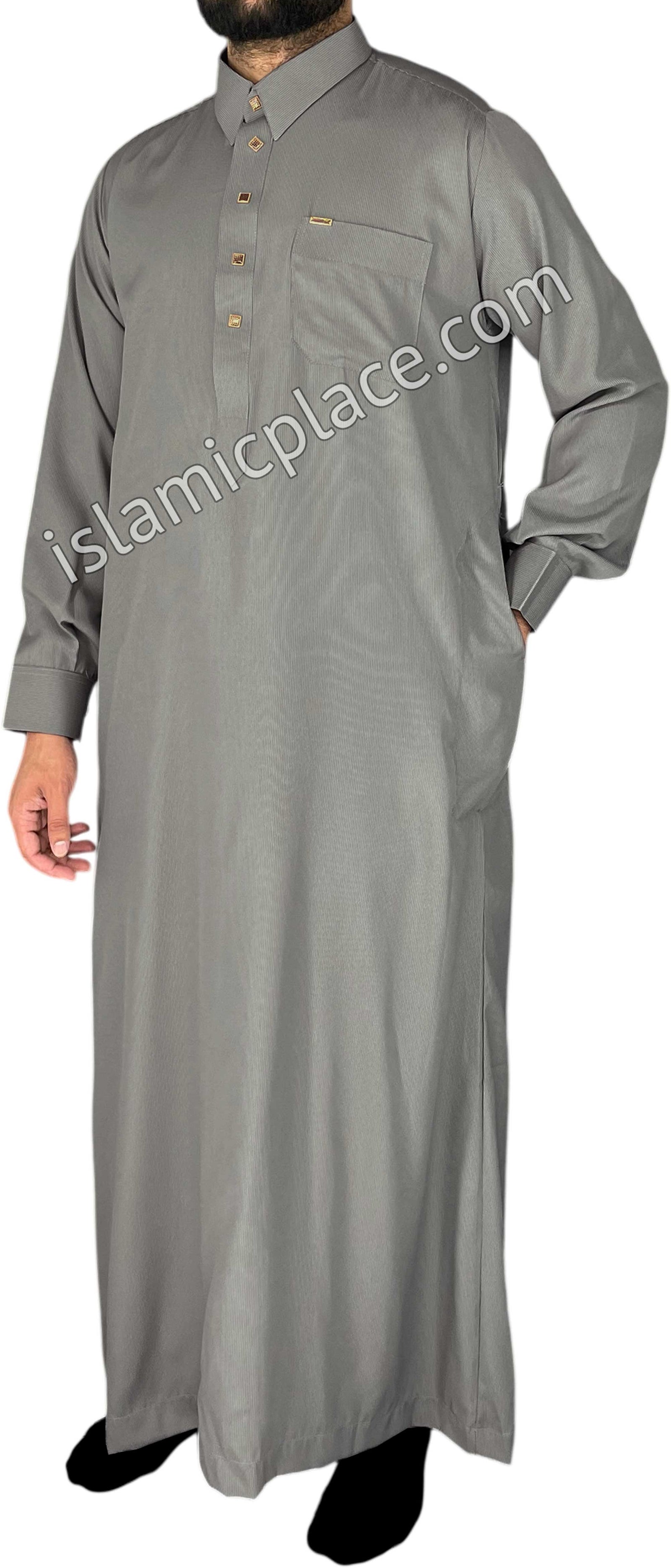 Silver Gray - Mujahid Style Professional Pinstripe Thob