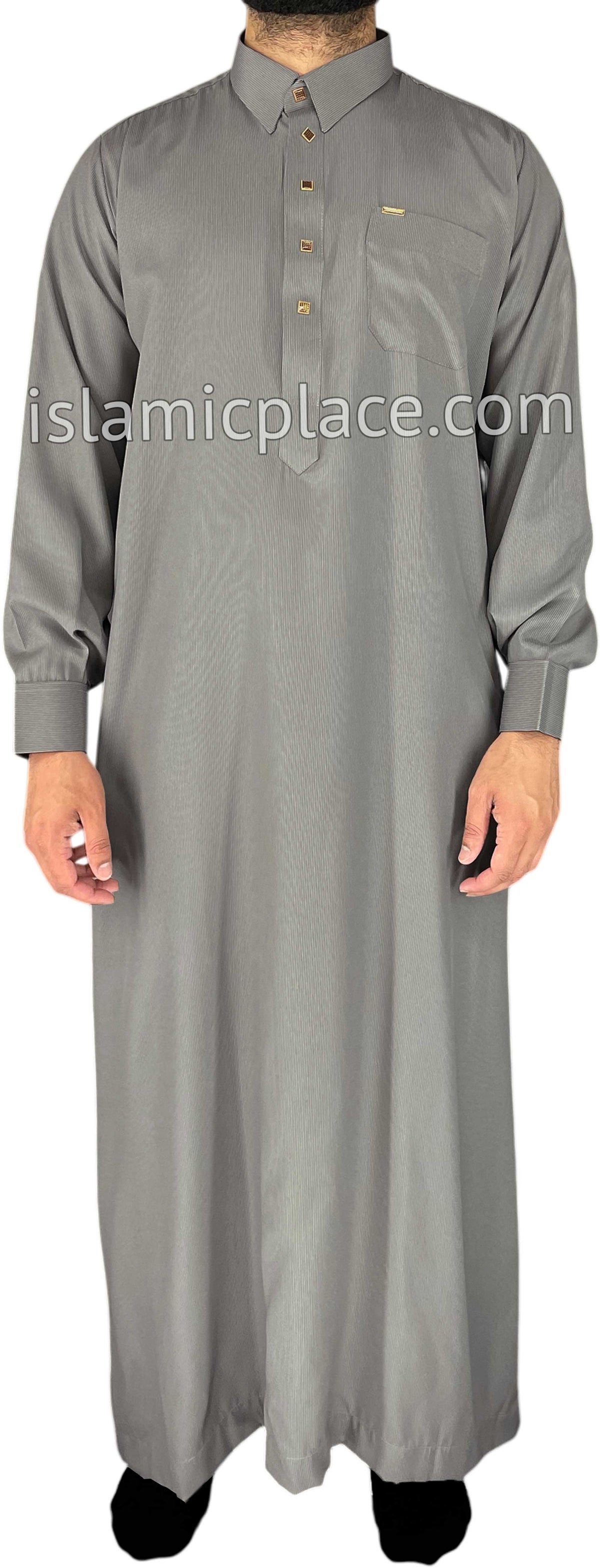 Silver Gray - Mujahid Style Professional Pinstripe Thob