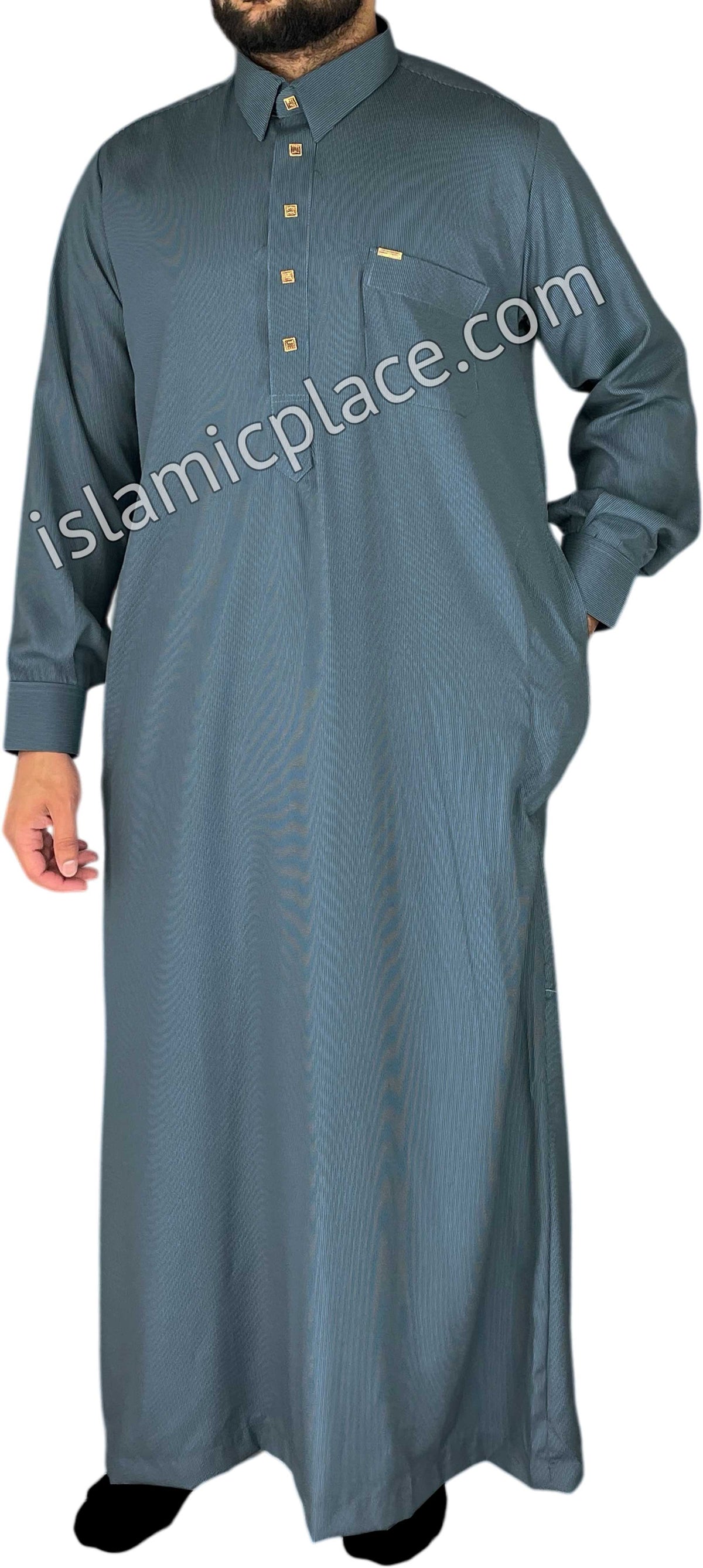 Steel Blue - Mujahid Style Professional Pinstripe Thob
