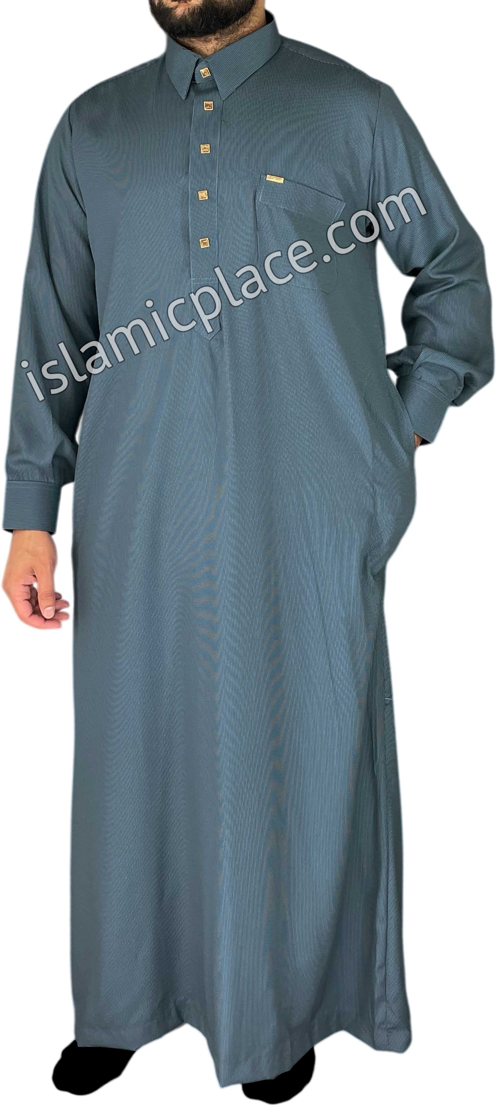 Steel Blue - Mujahid Style Professional Pinstripe Thob