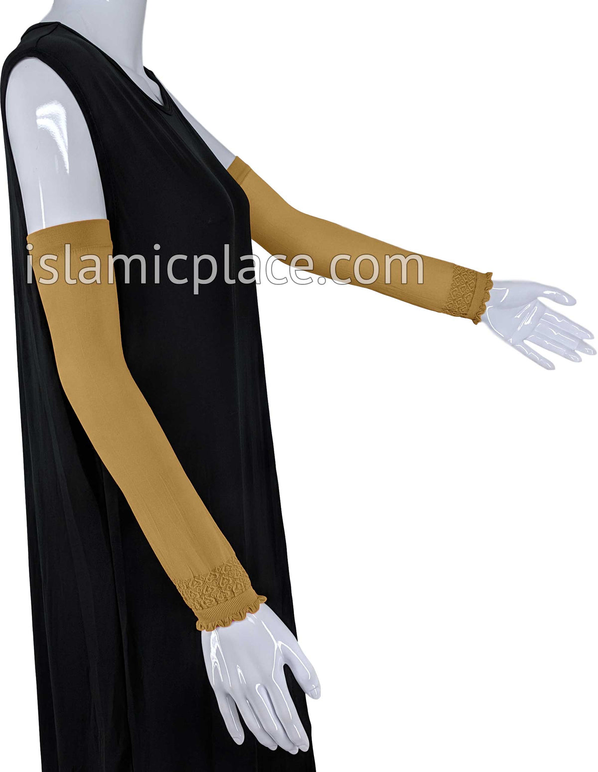 Khaki - Plain Wrist to Elbow Stretch Sleeve