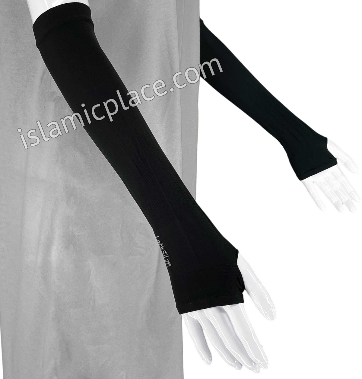 Black - Wrist to Elbow Stretch Sleeve with Thumb Hole