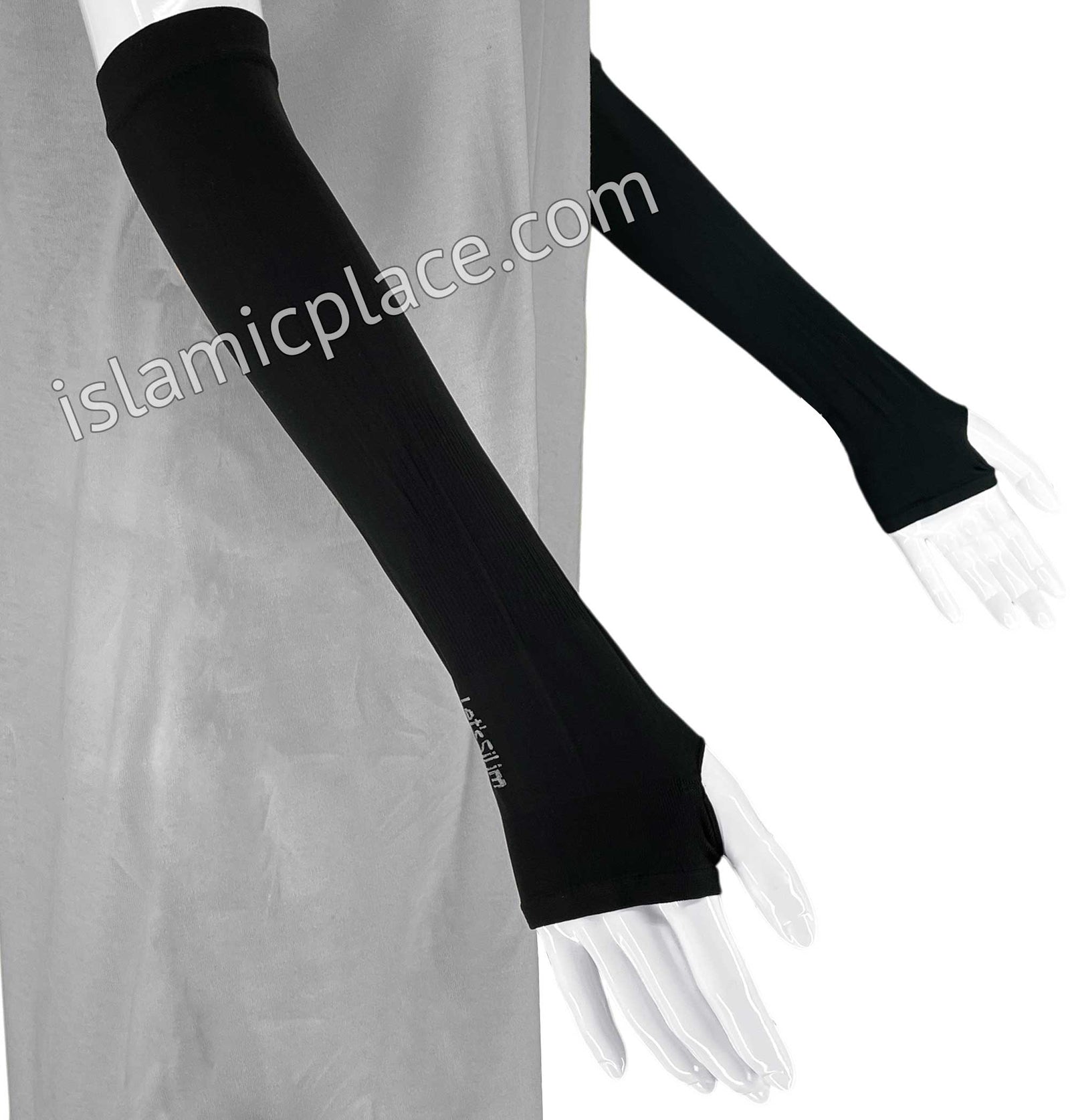 Black - Wrist to Elbow Stretch Sleeve with Thumb Hole
