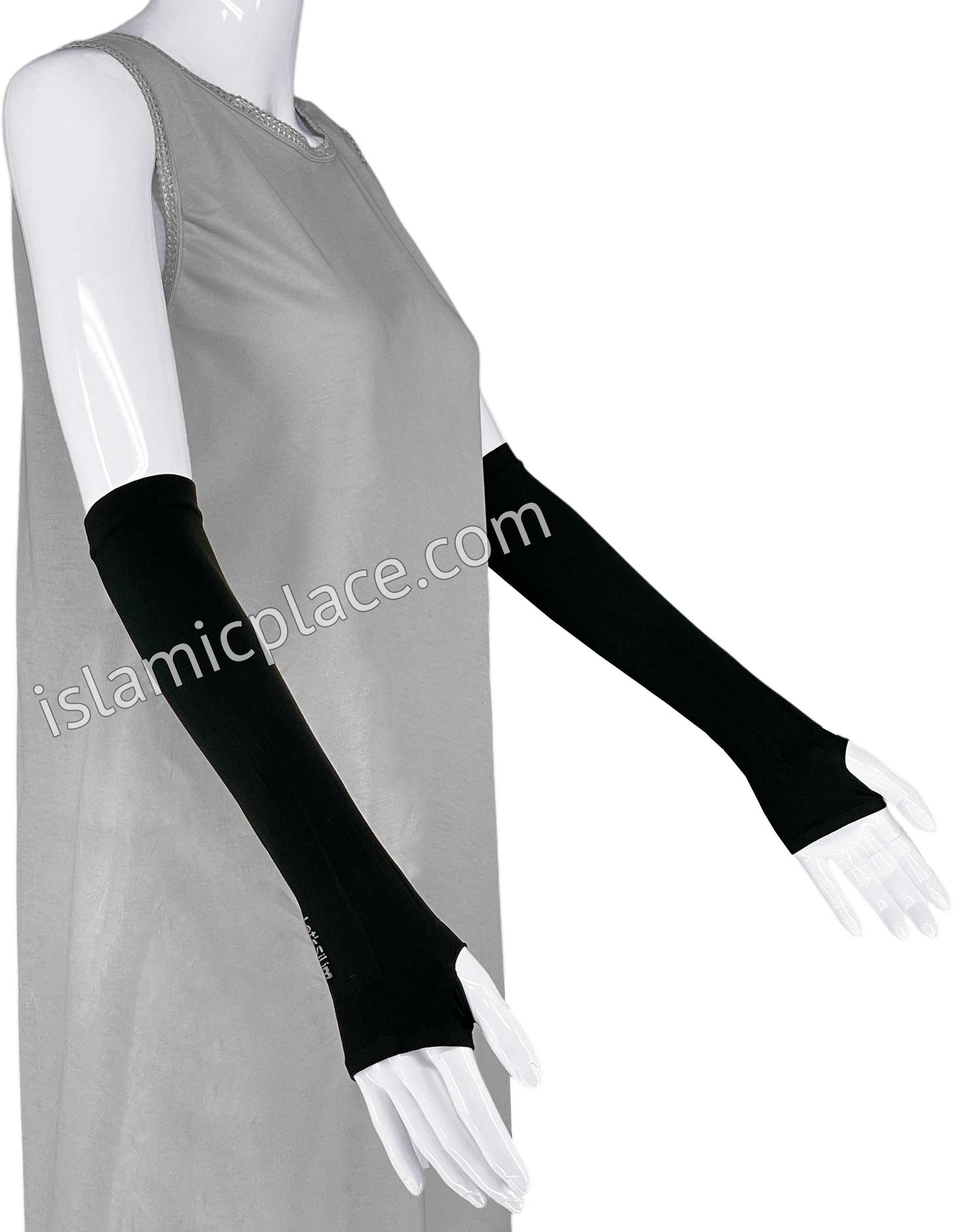 Black - Wrist to Elbow Stretch Sleeve with Thumb Hole