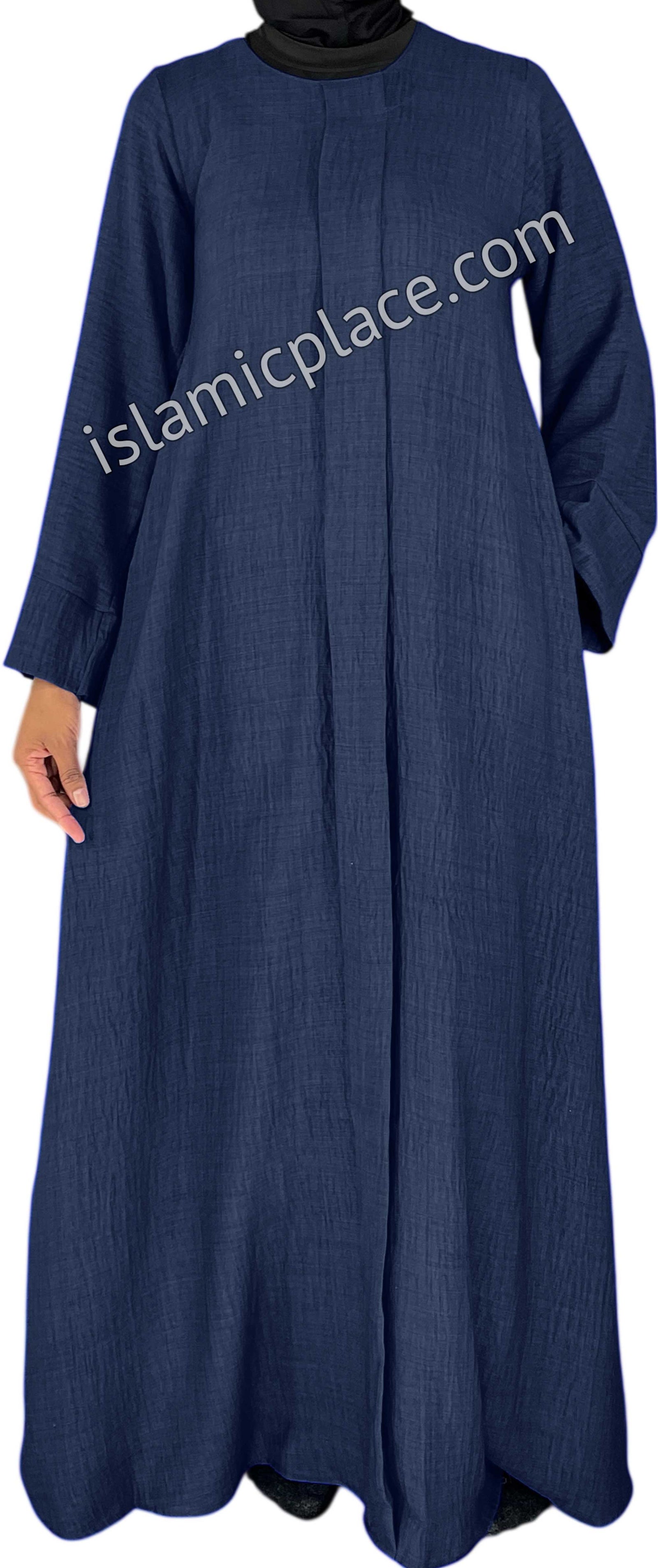 blue and white striped dress ralph lauren Blue Color abaya with zip going down modest Abaya For Women – Al Siab main image 1
