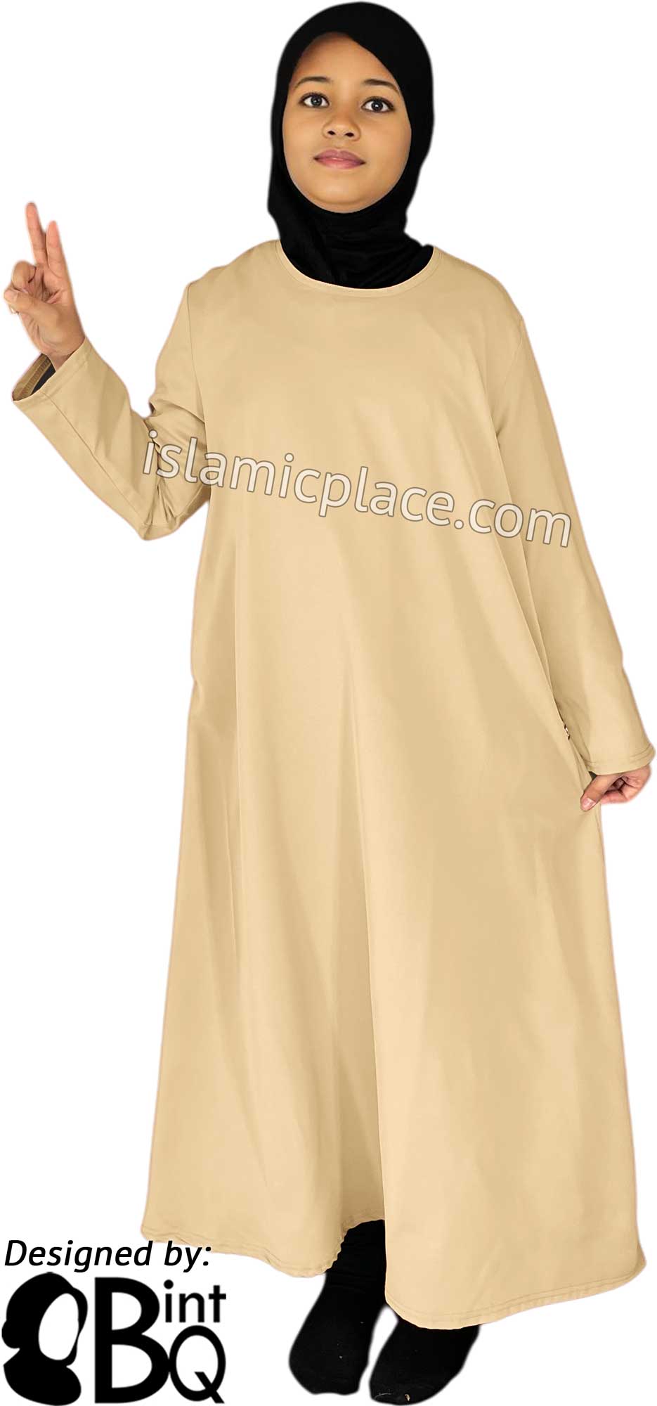 Beige - Girl's Basics Plain Abaya by BintQ