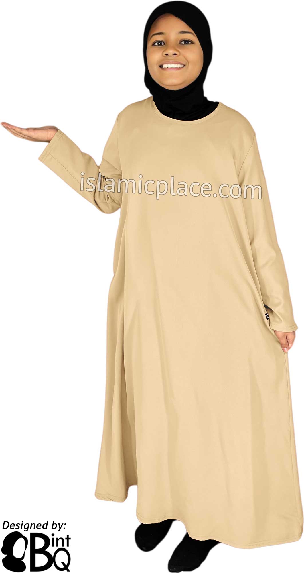 Beige - Girl's Basics Plain Abaya by BintQ